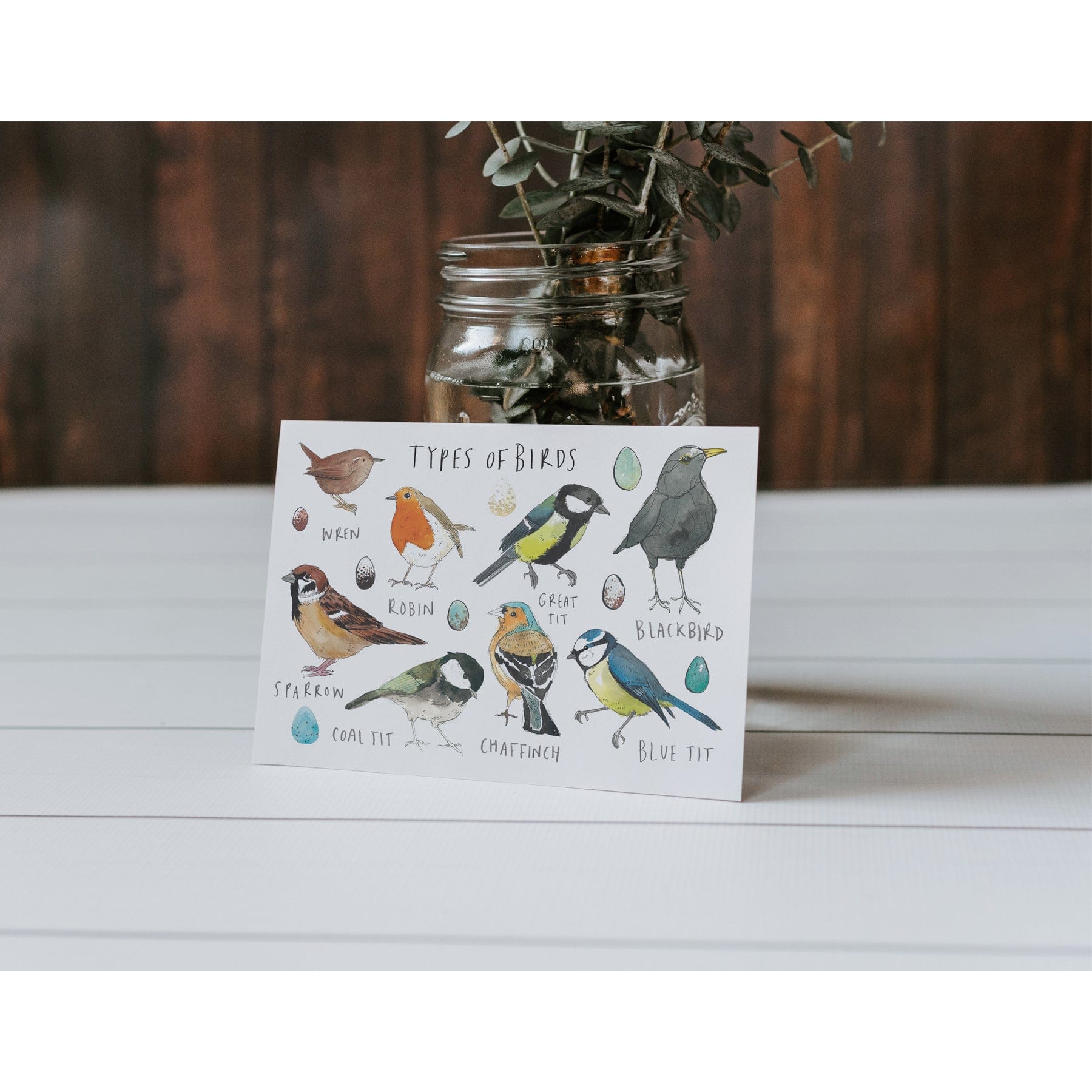 Types of bird greetings card