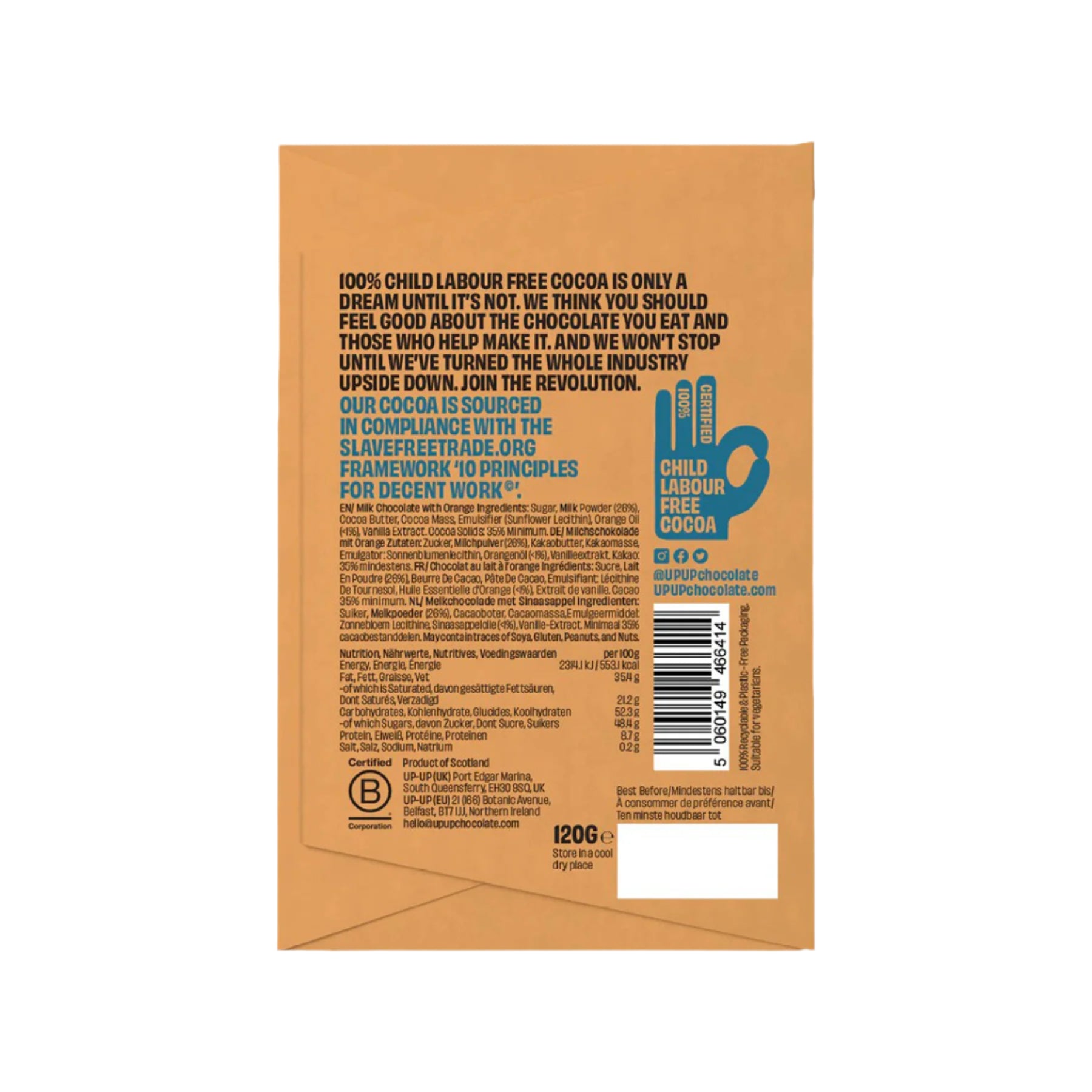 Sweet orange milk chocolate 120g