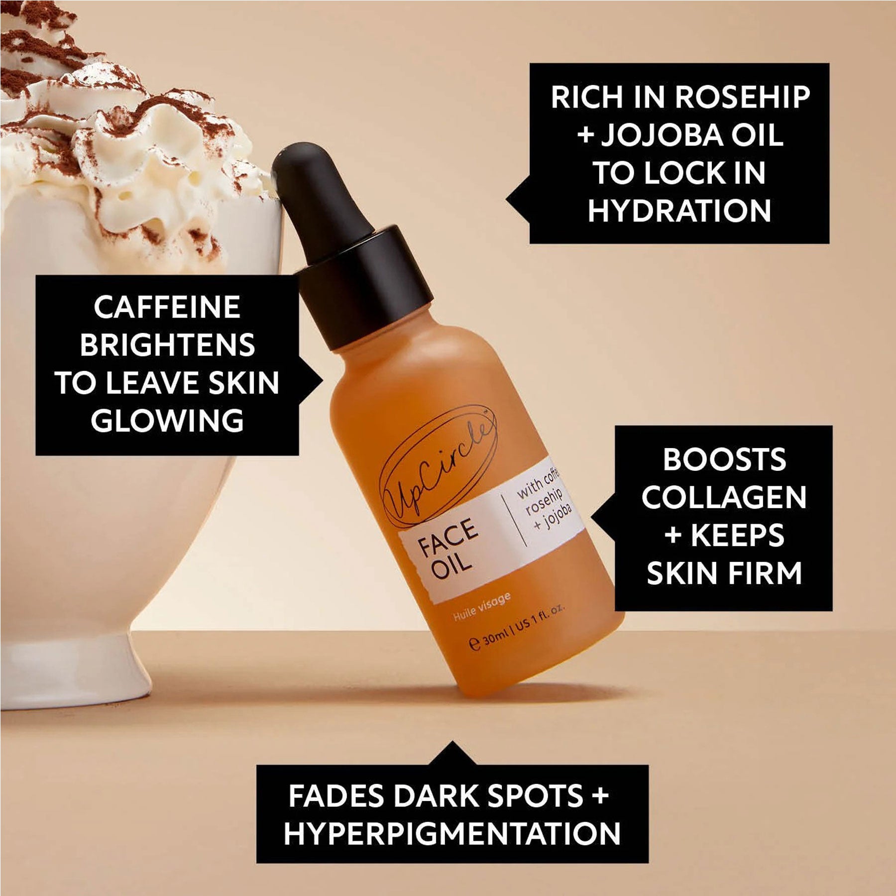 Organic face oil coffee, rosehip and jojoba 30ml