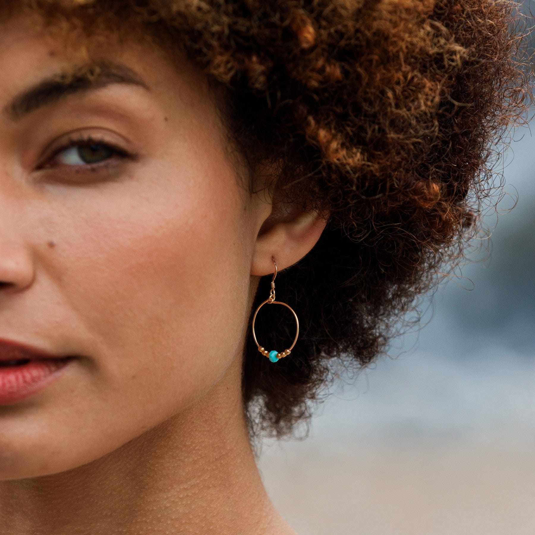 Turquoise beaded loops earrings