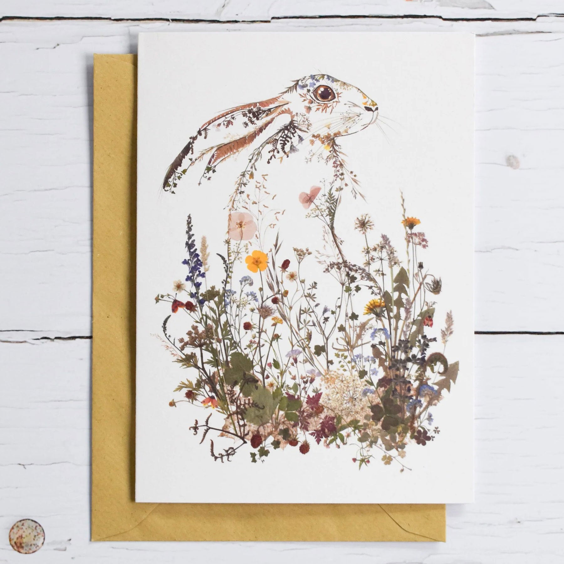 Wildflower hare greetings card