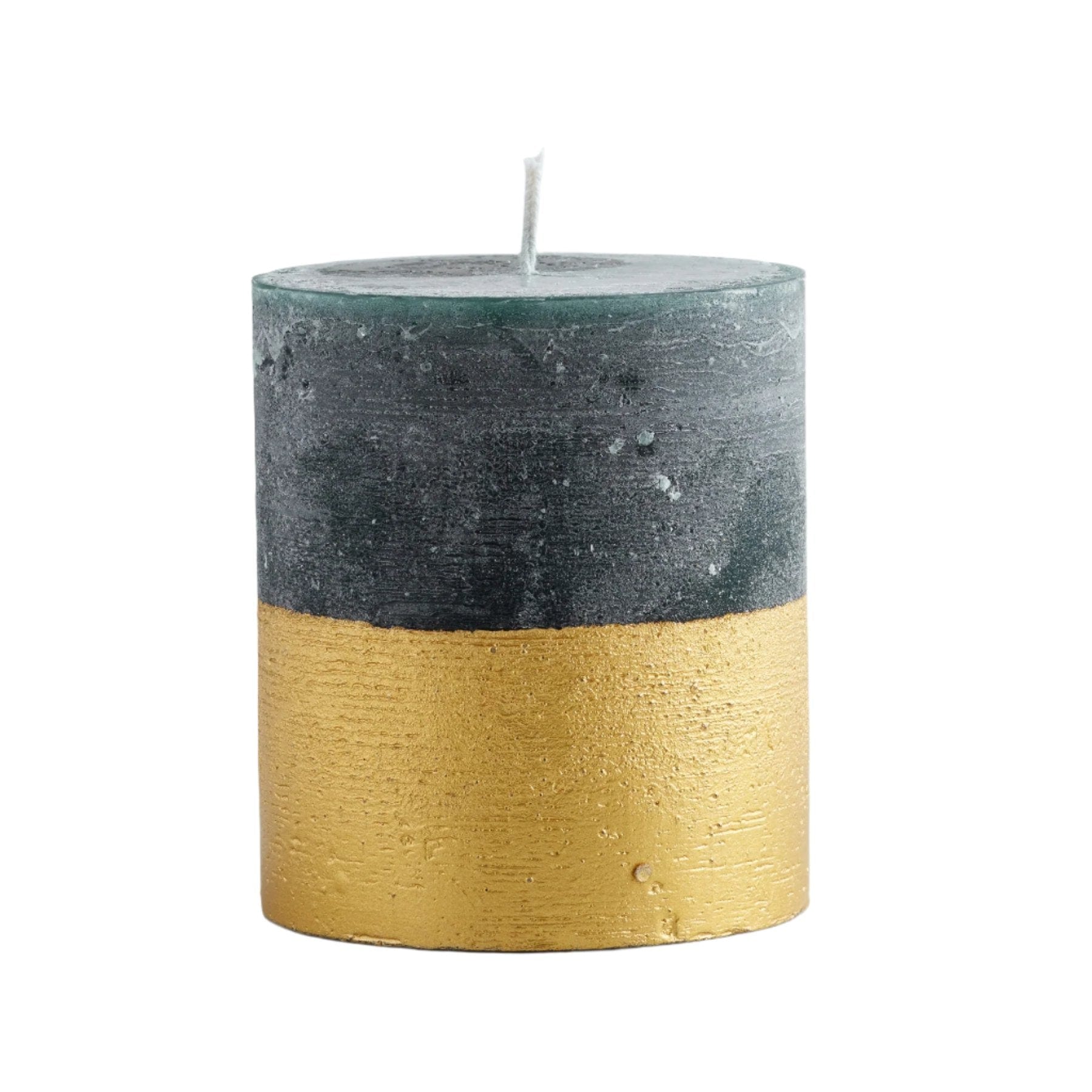 Winter thyme gold half-dipped pillar candle