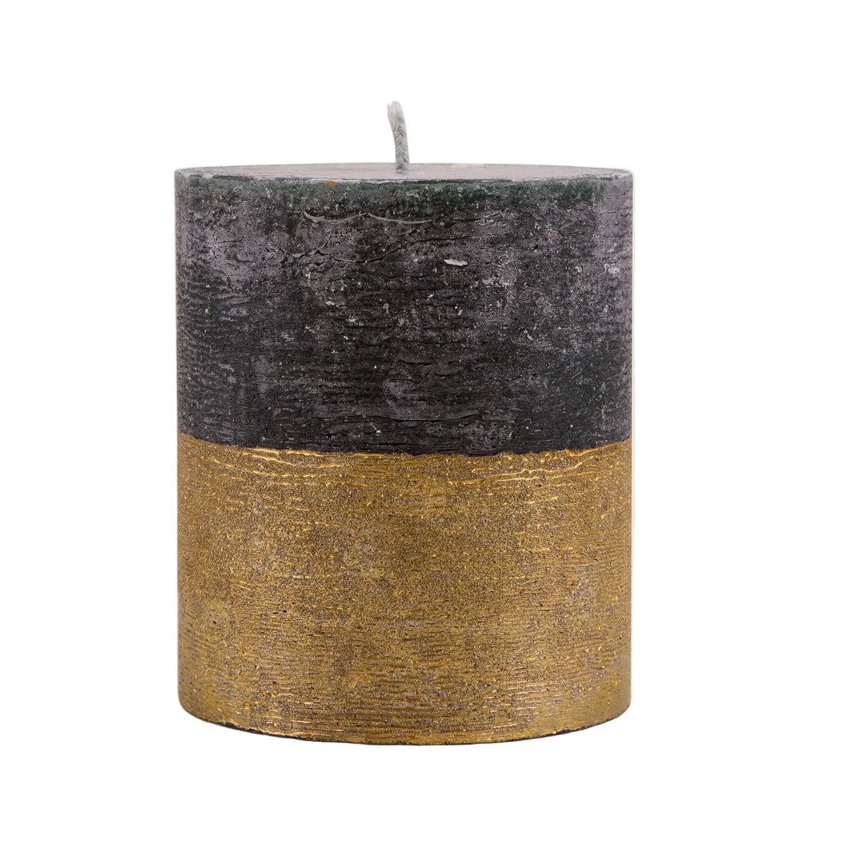 Winter thyme gold dipped pillar candle