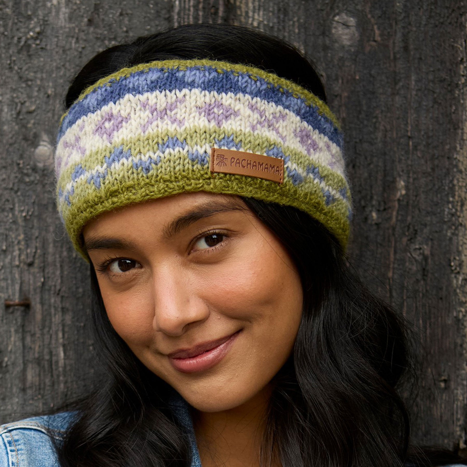 Womens classic fairisle olive headband