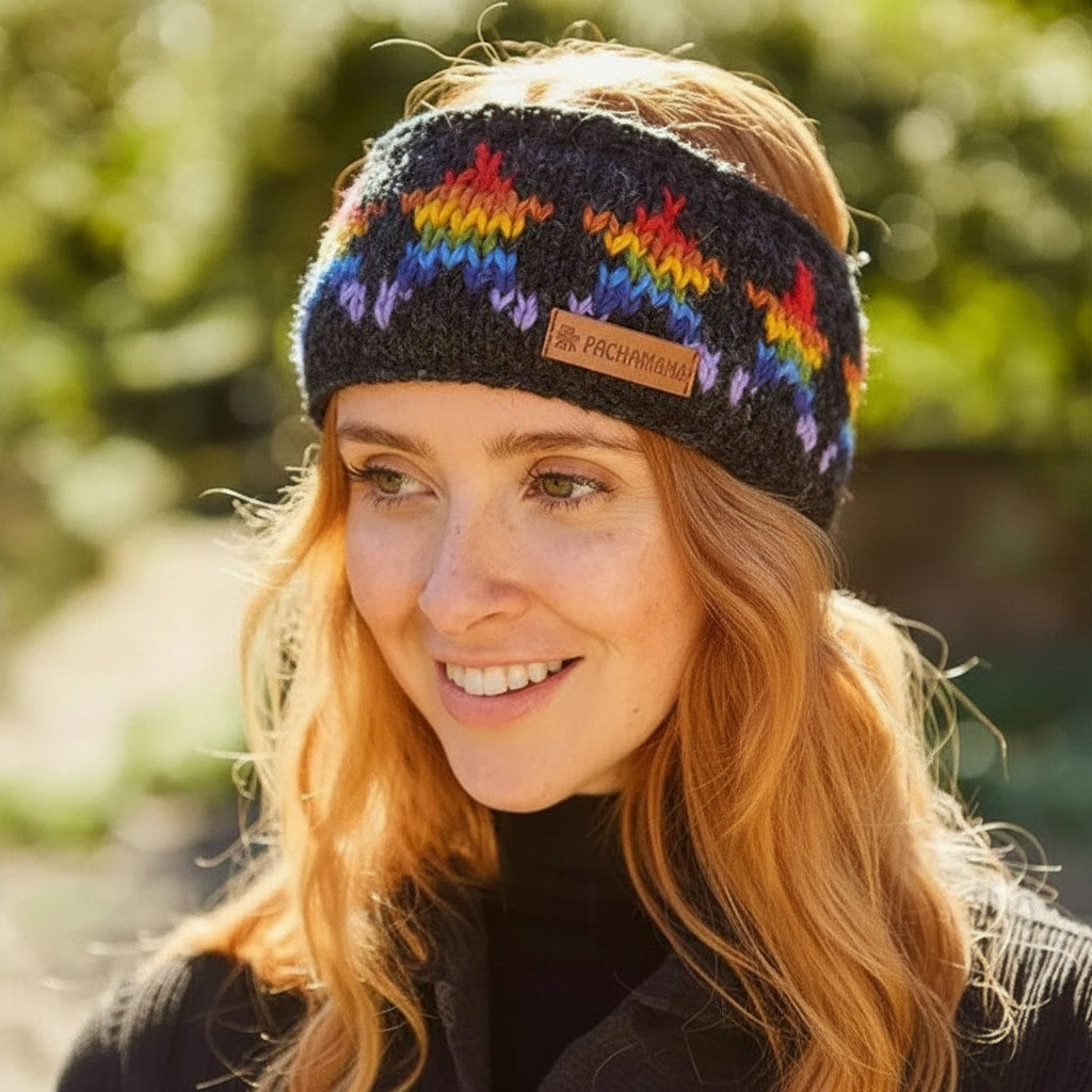 Womens rainbow star charcoal headband