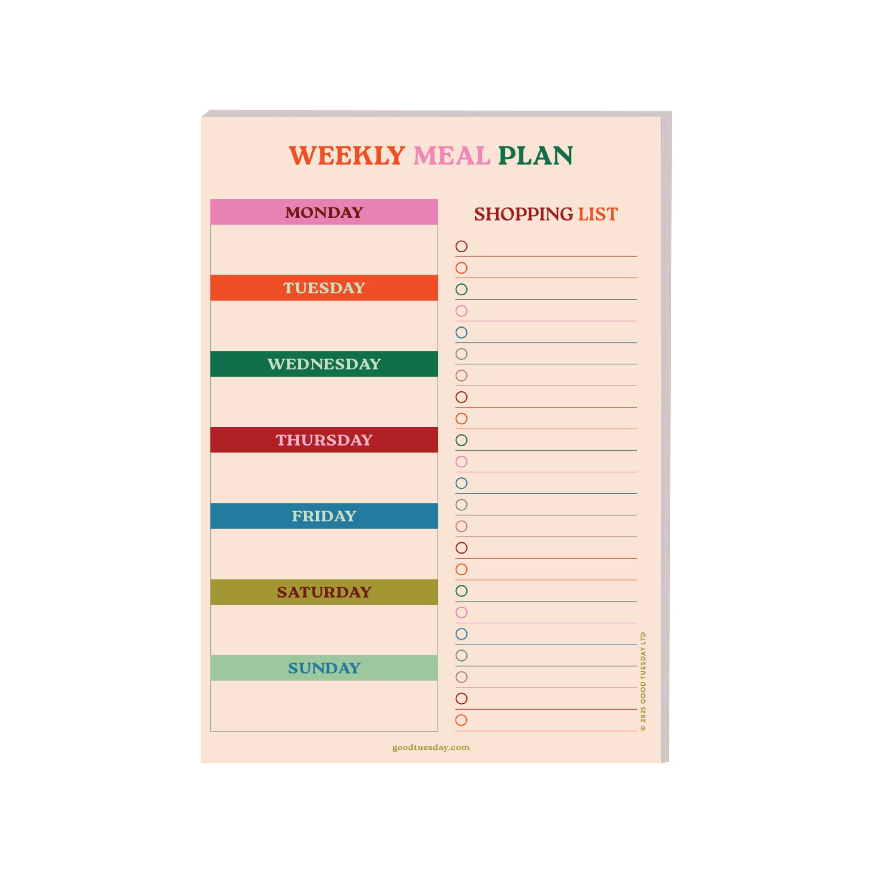 Work hard, play nice A5 meal planner & shopping list