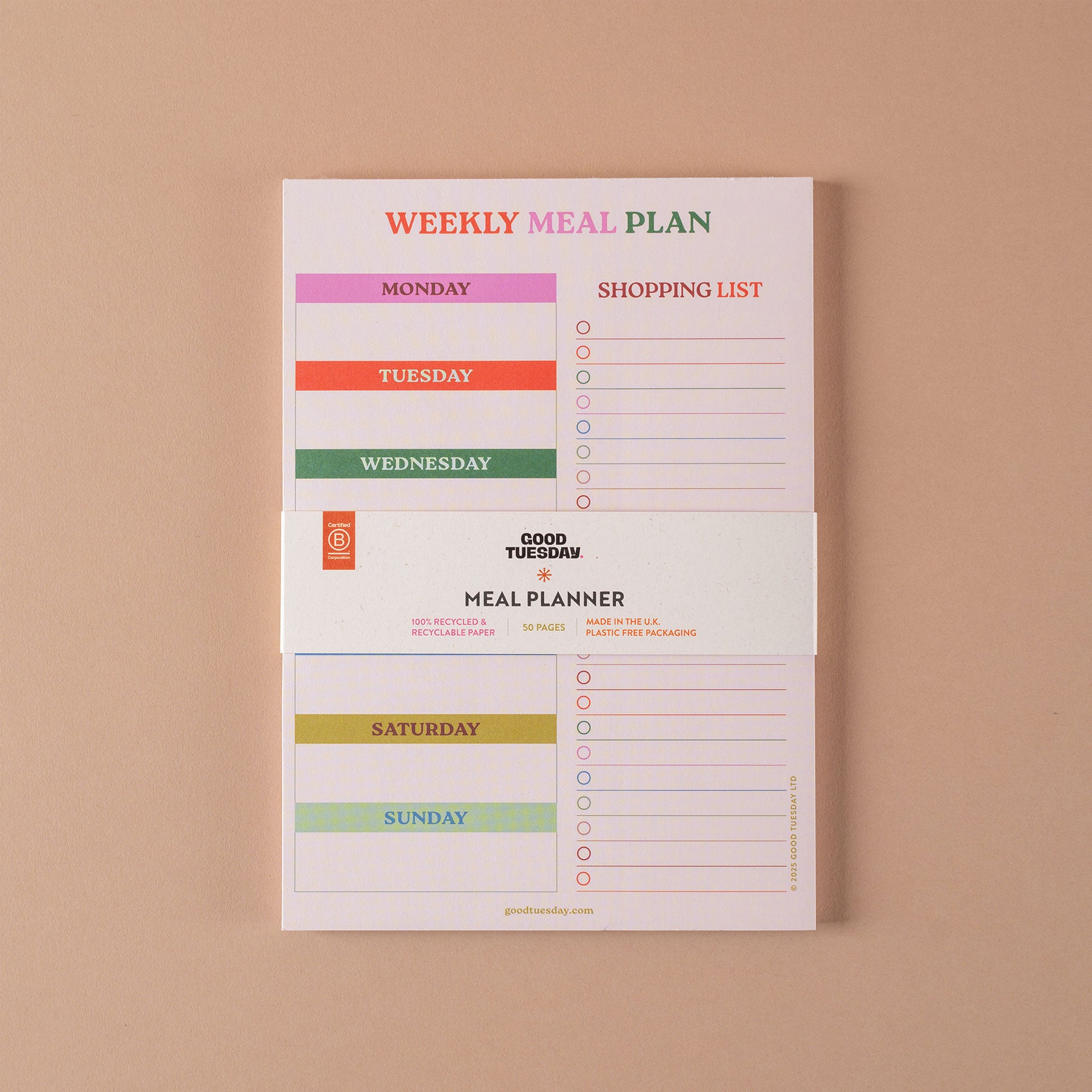 Work hard, play nice A5 meal planner & shopping list