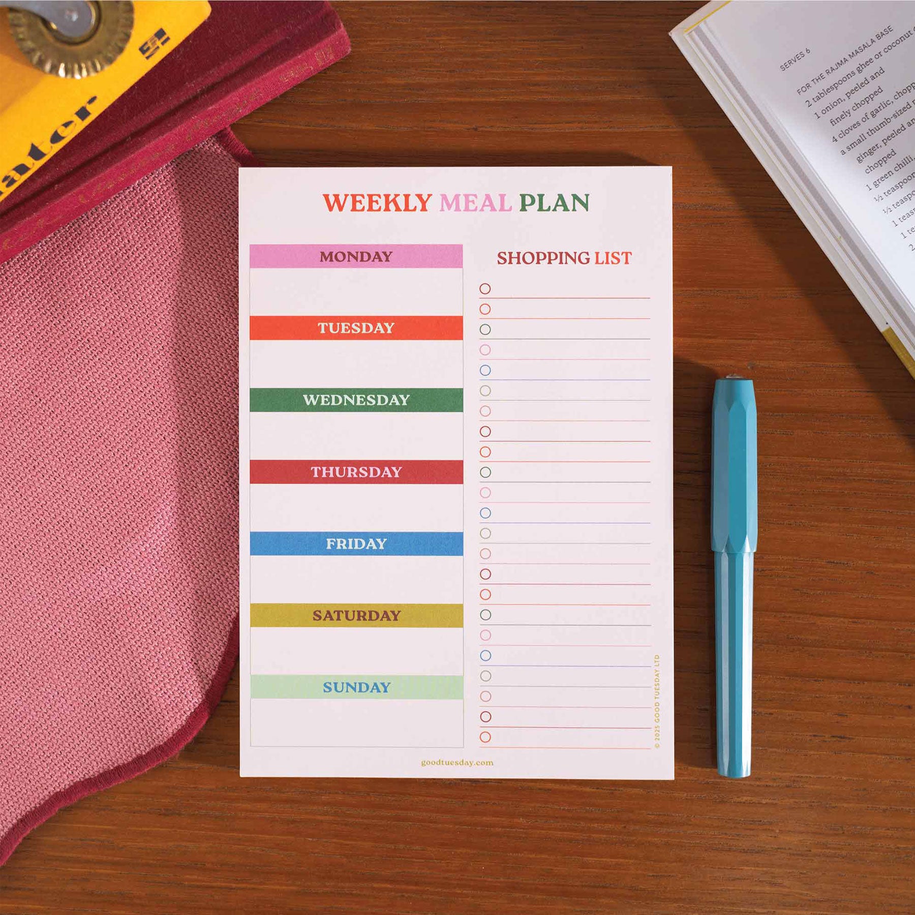 Work hard, play nice A5 meal planner & shopping list