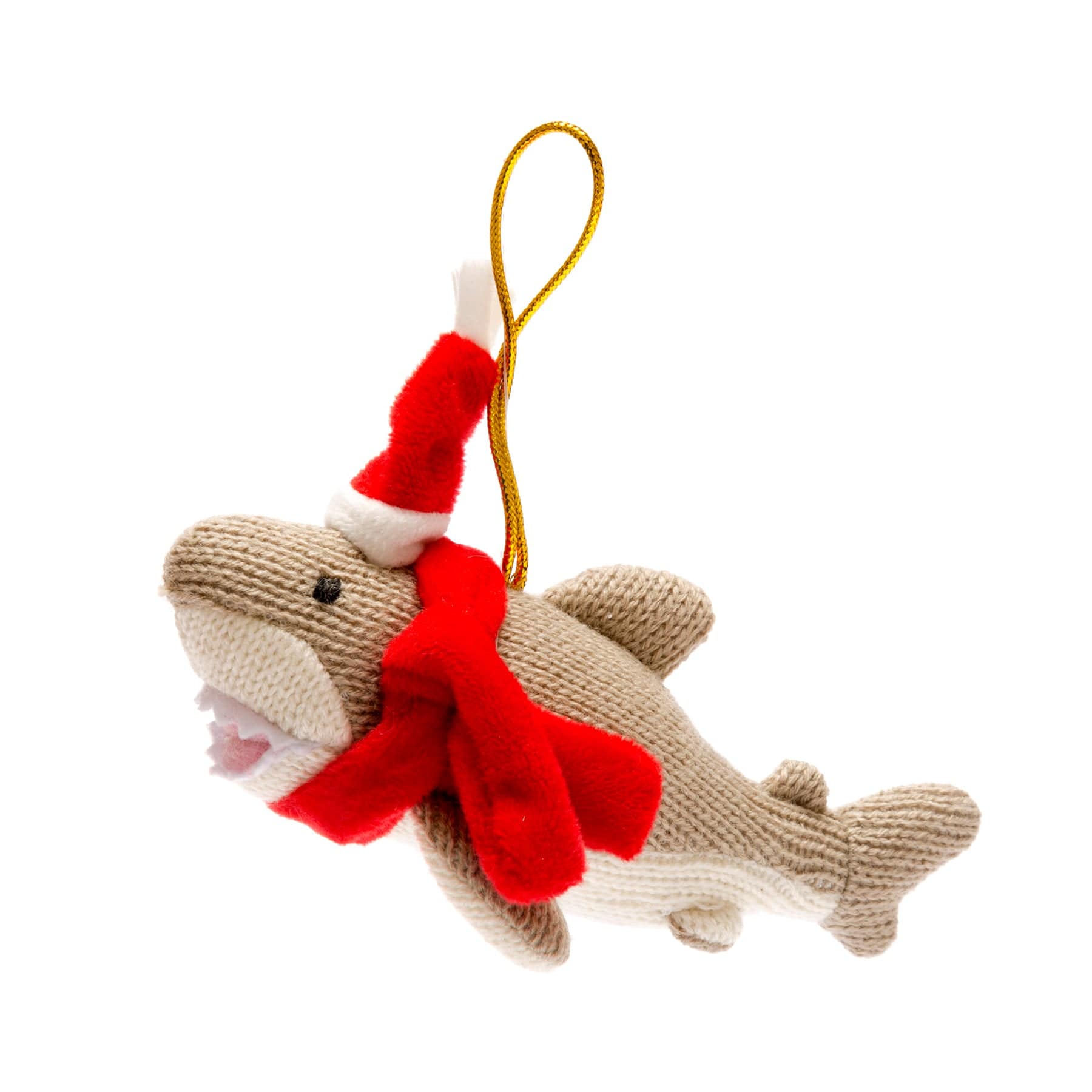 Knitted shark hanging decoration