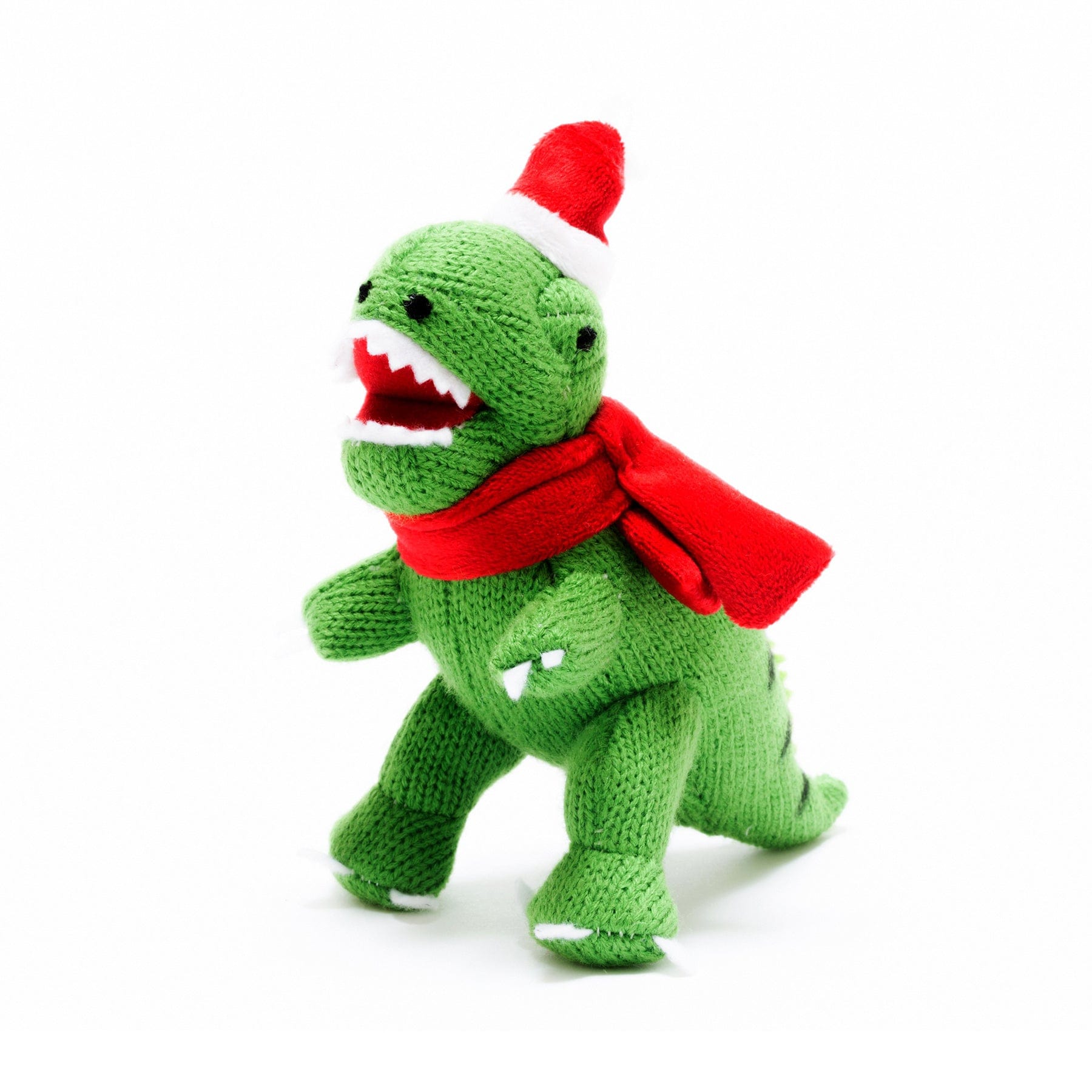 Knitted t-rex hanging decoration