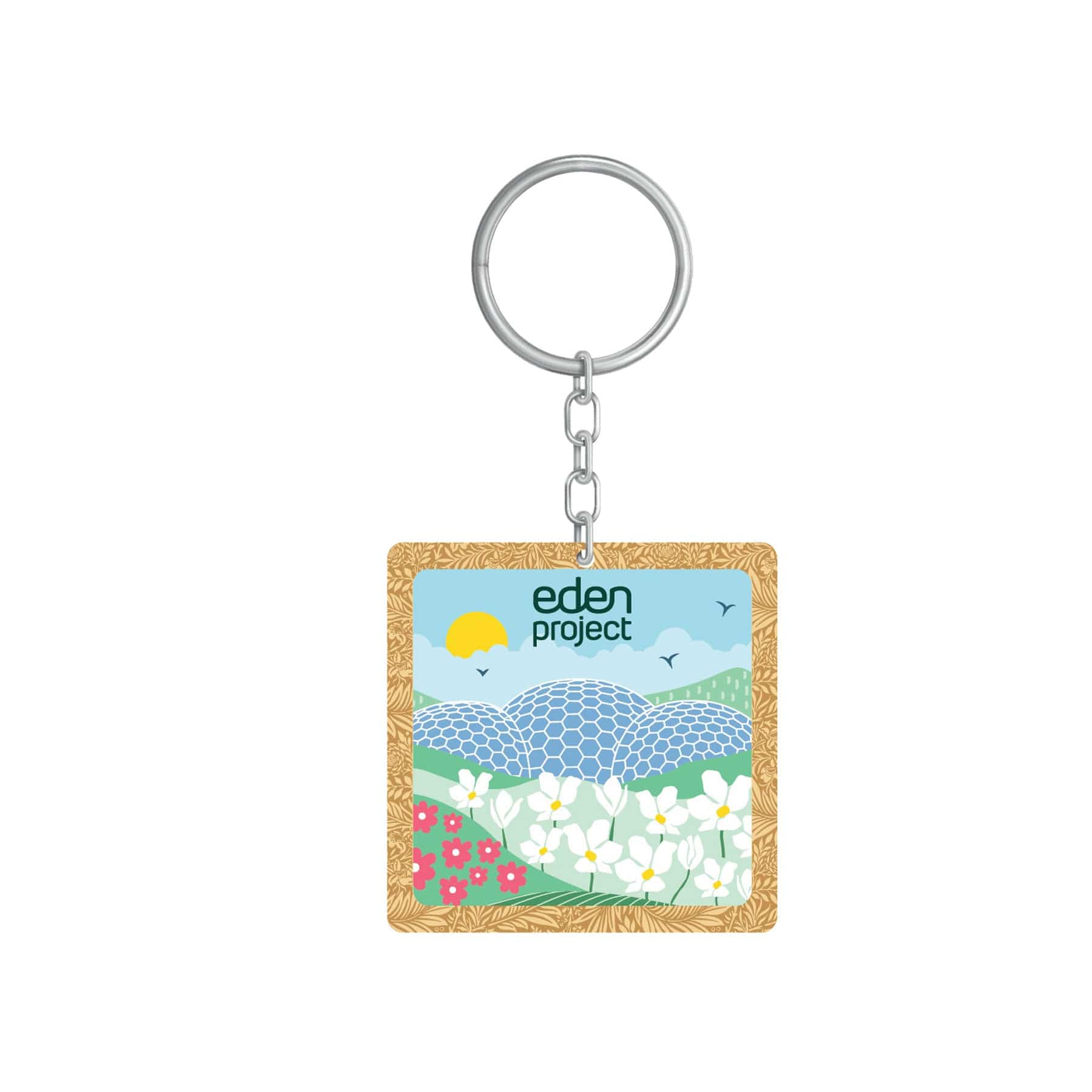 Eden biome square bamboo keyring