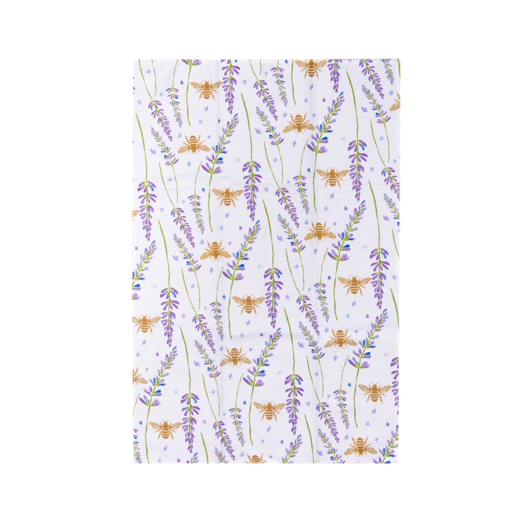 Lavender & bee print tea towel