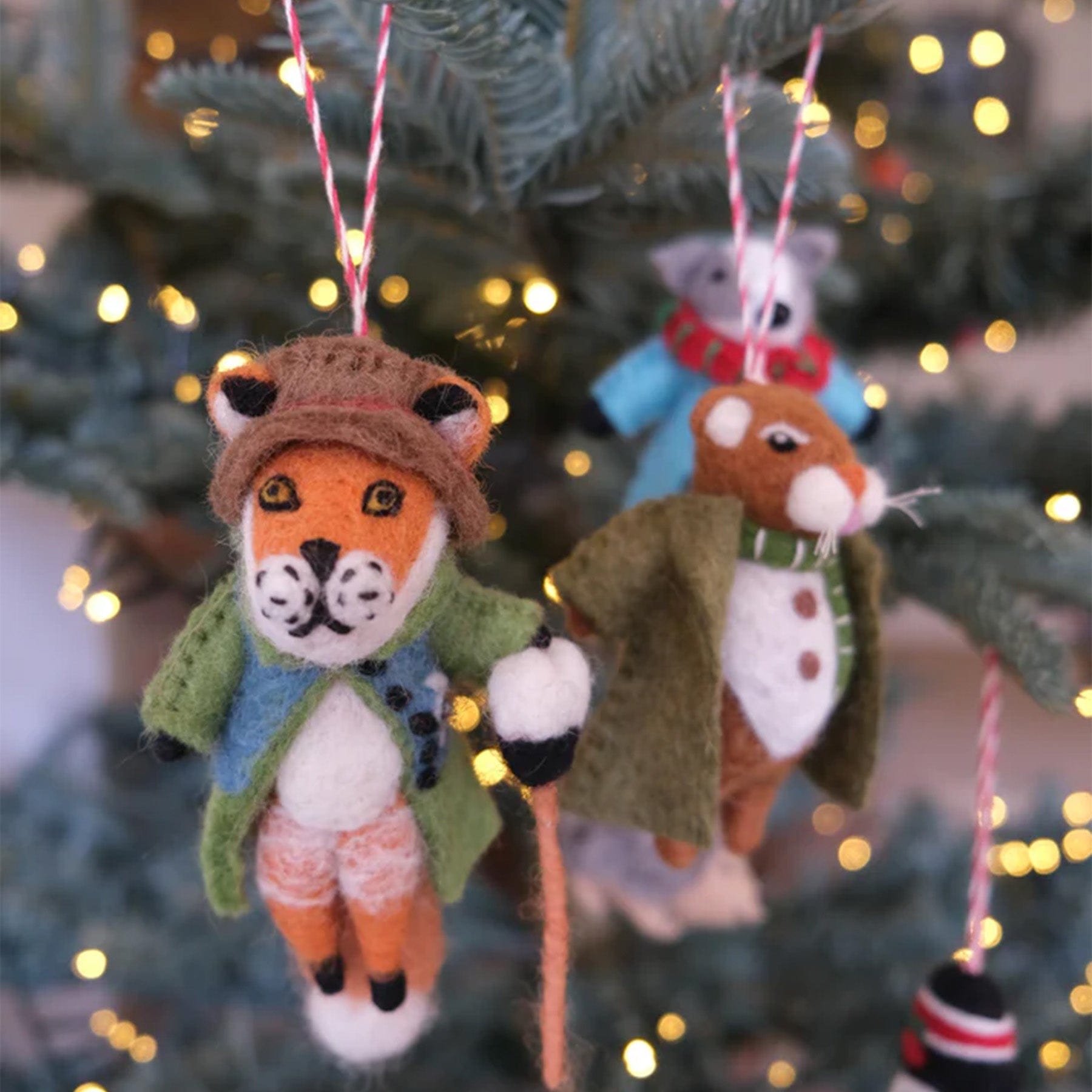 Festive forest fox hanging decoration