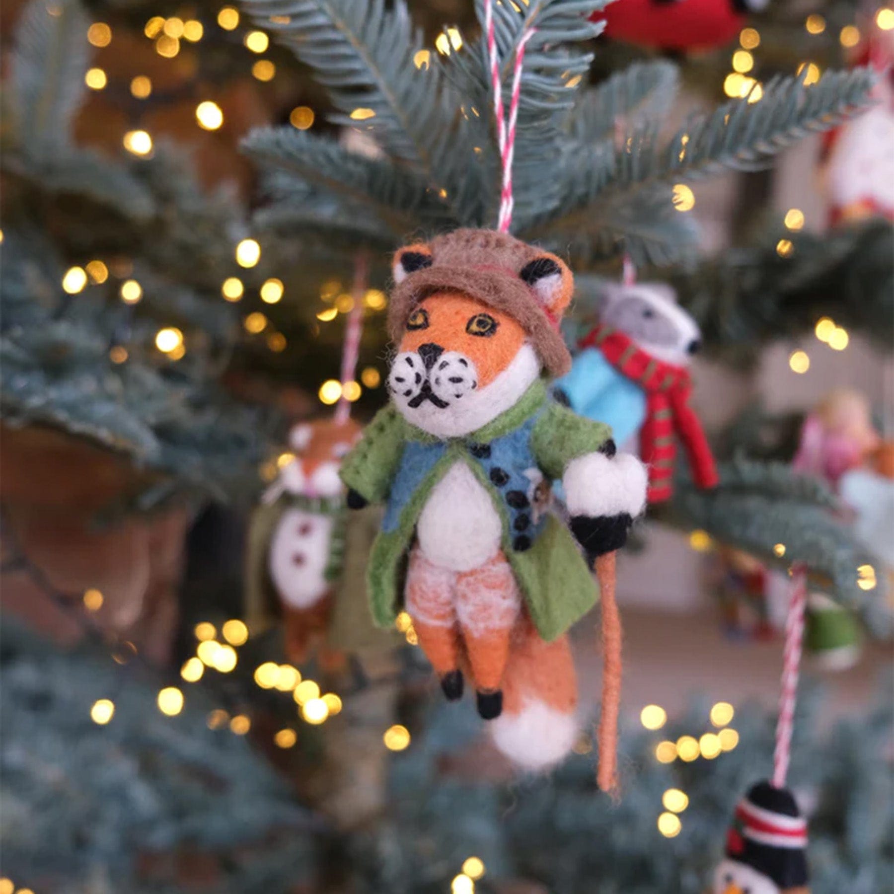 Festive forest fox hanging decoration