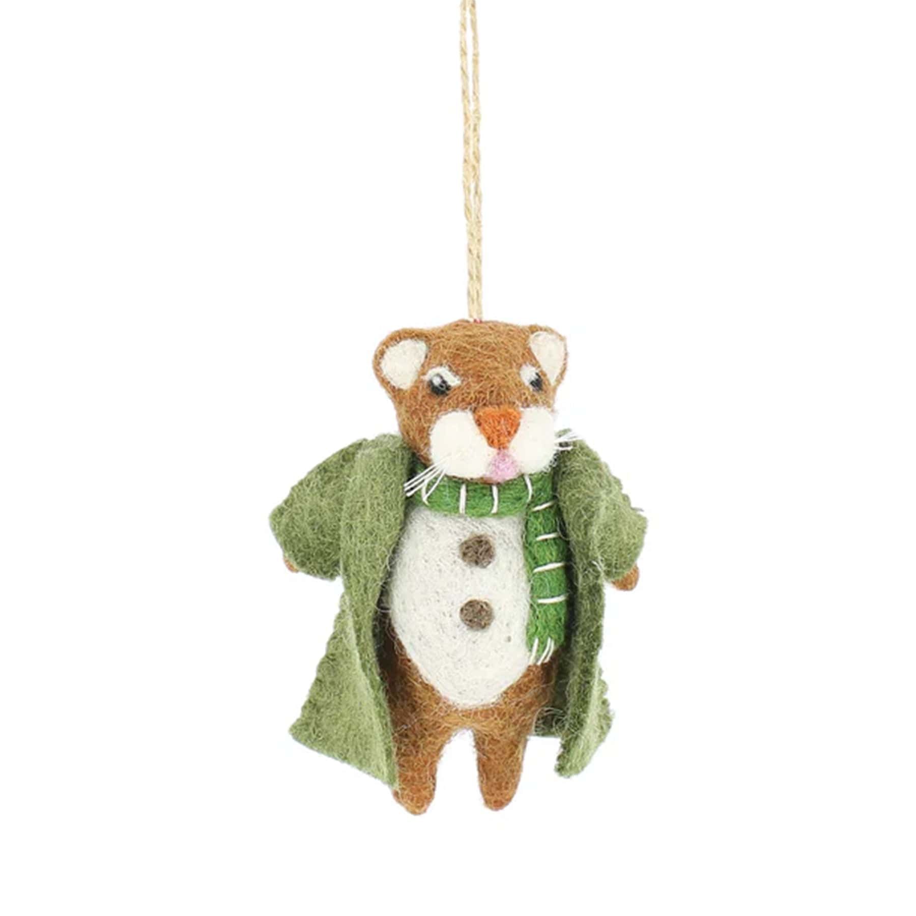 Festive forest water vole hanging decoration