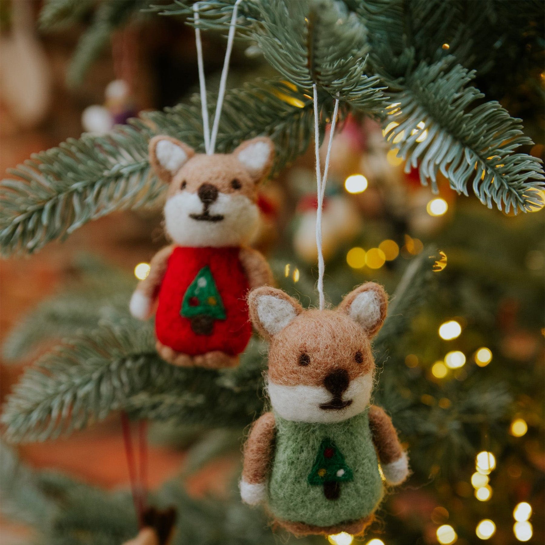 Festive fox hanging decoration