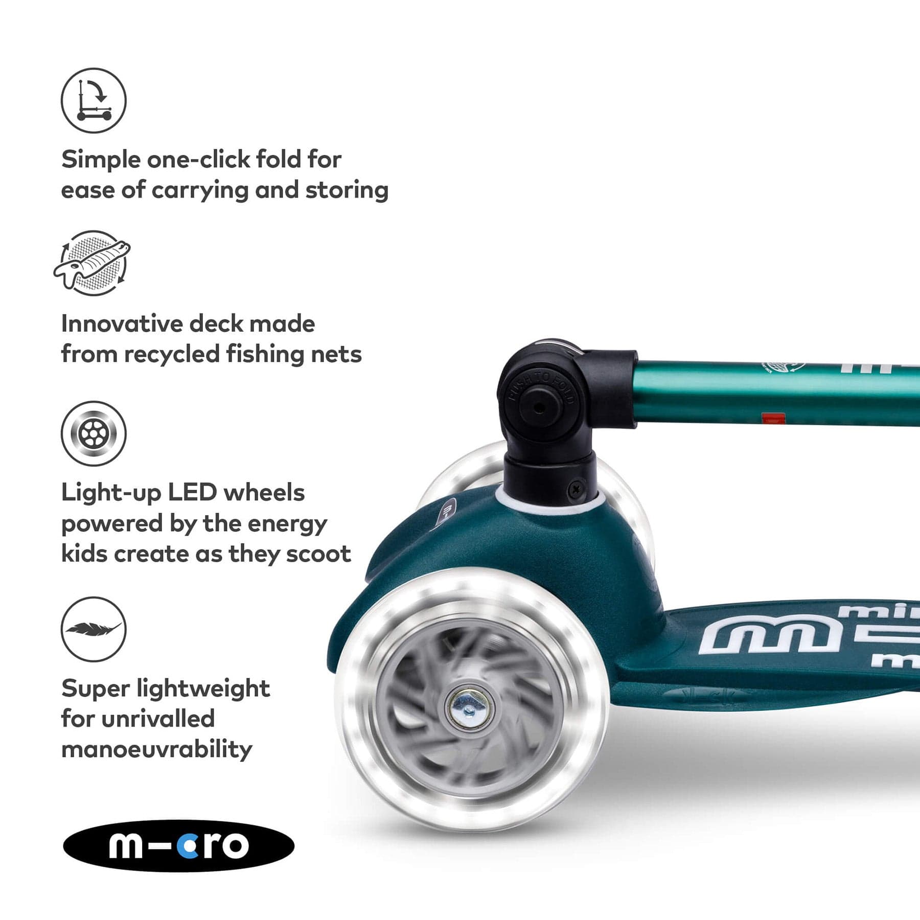 Foldable Mini Scooter ECO LED Green