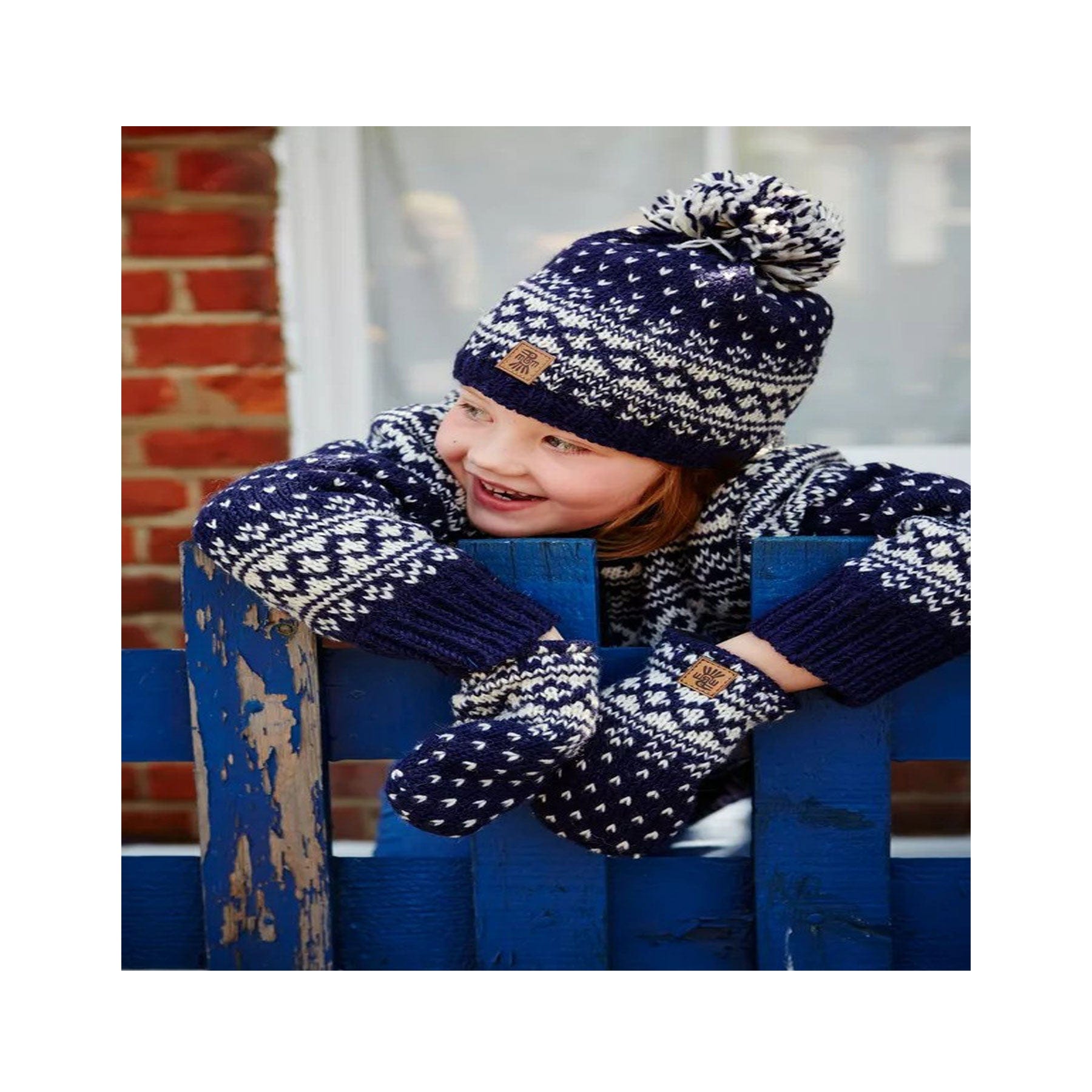 Kids bergen navy mittens