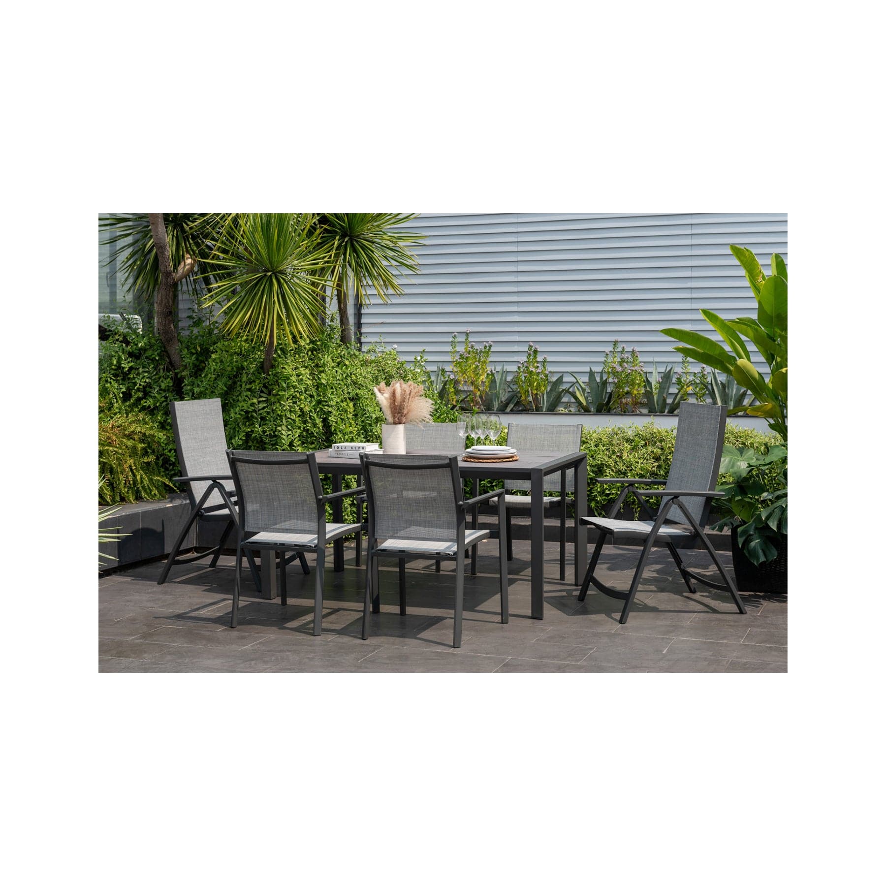 Petersburg metal 6 seater rectangular garden furniture set sale