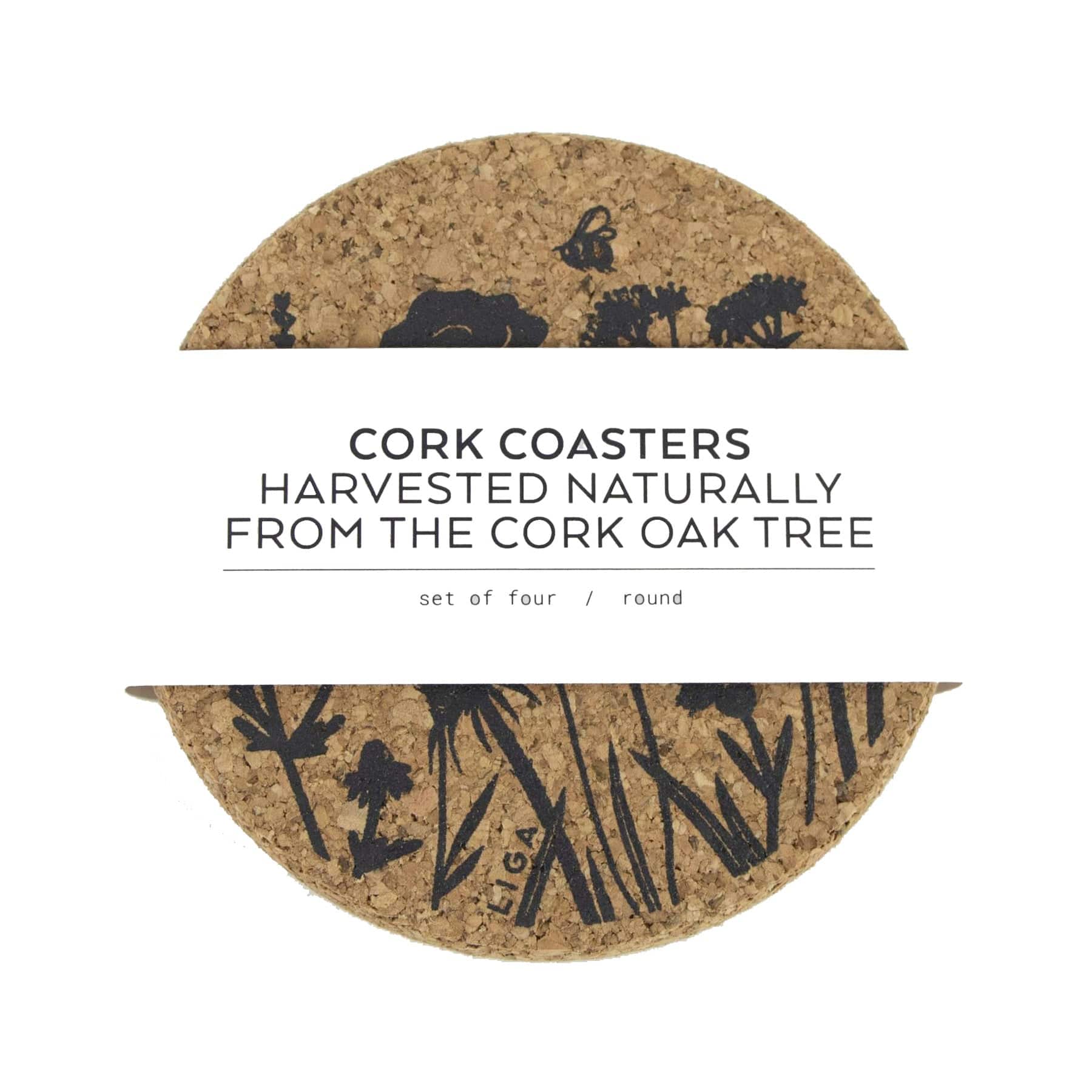 Cork wildflower coaster set