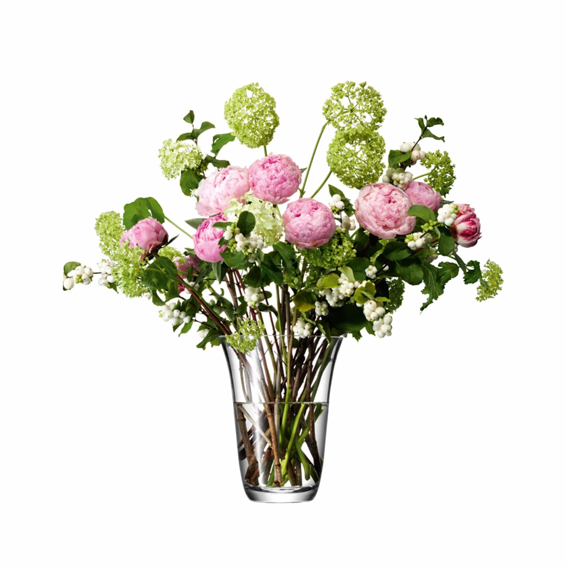 Flower open bouquet vase H23cm clear