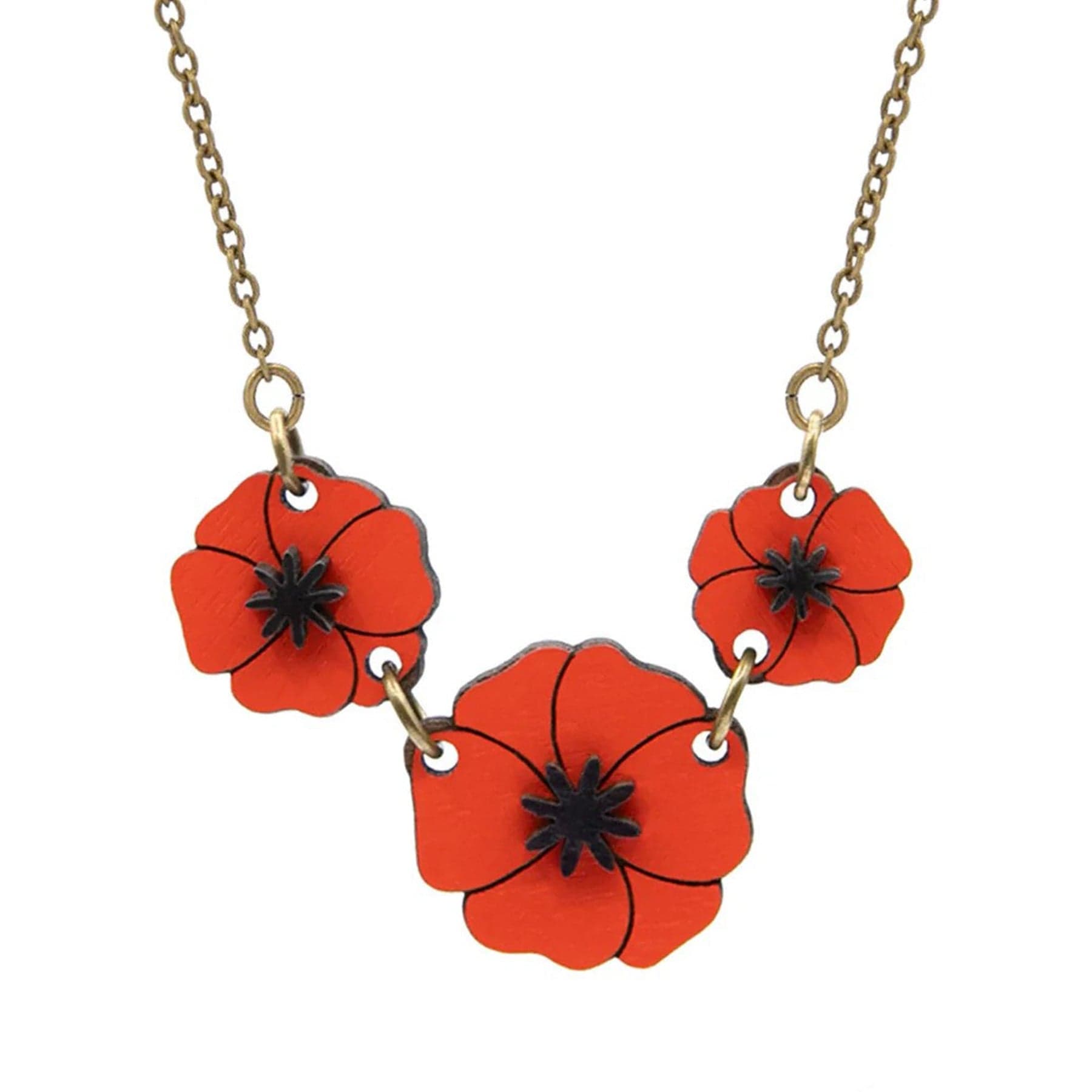 Three little poppies necklace