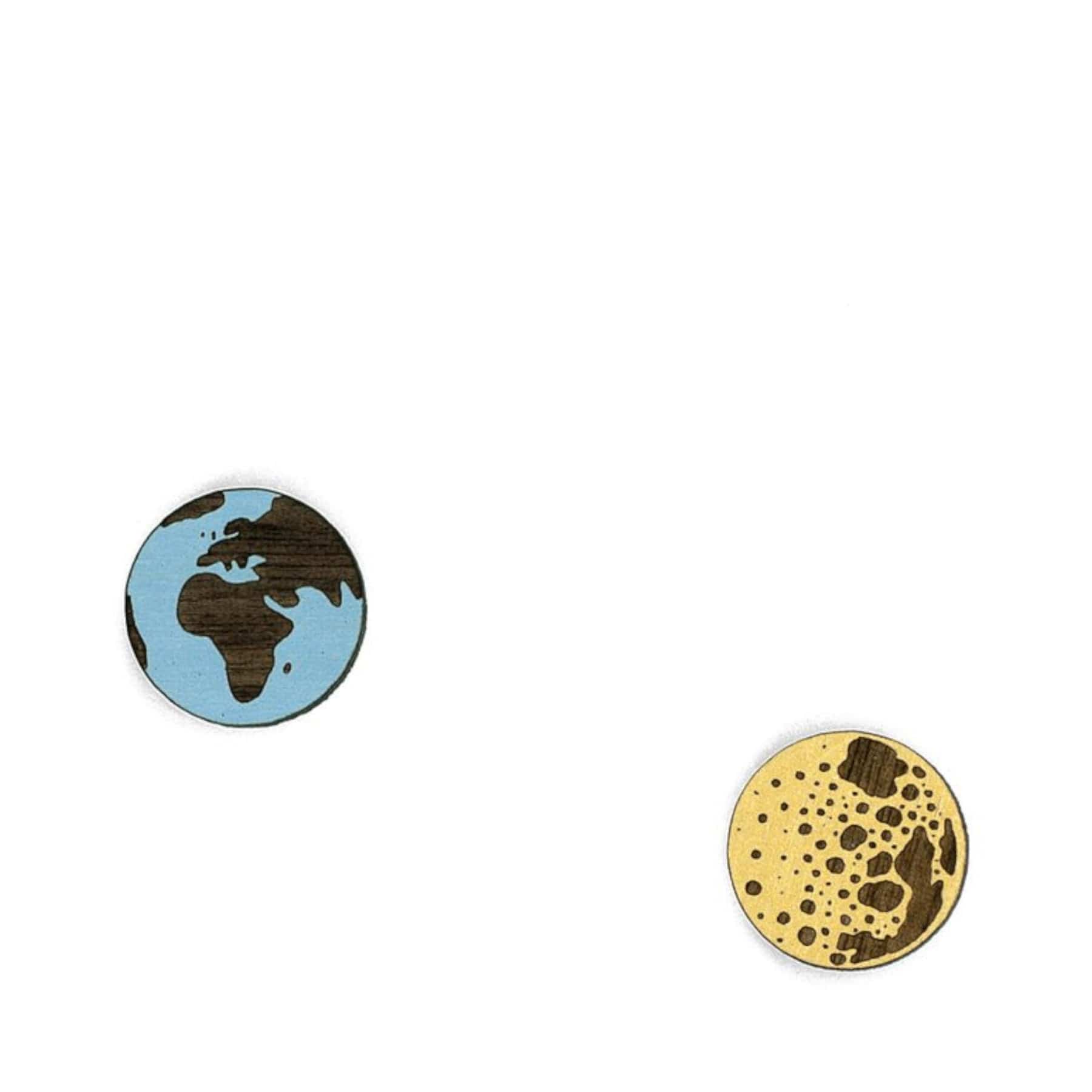 Earth and moon stud earrings