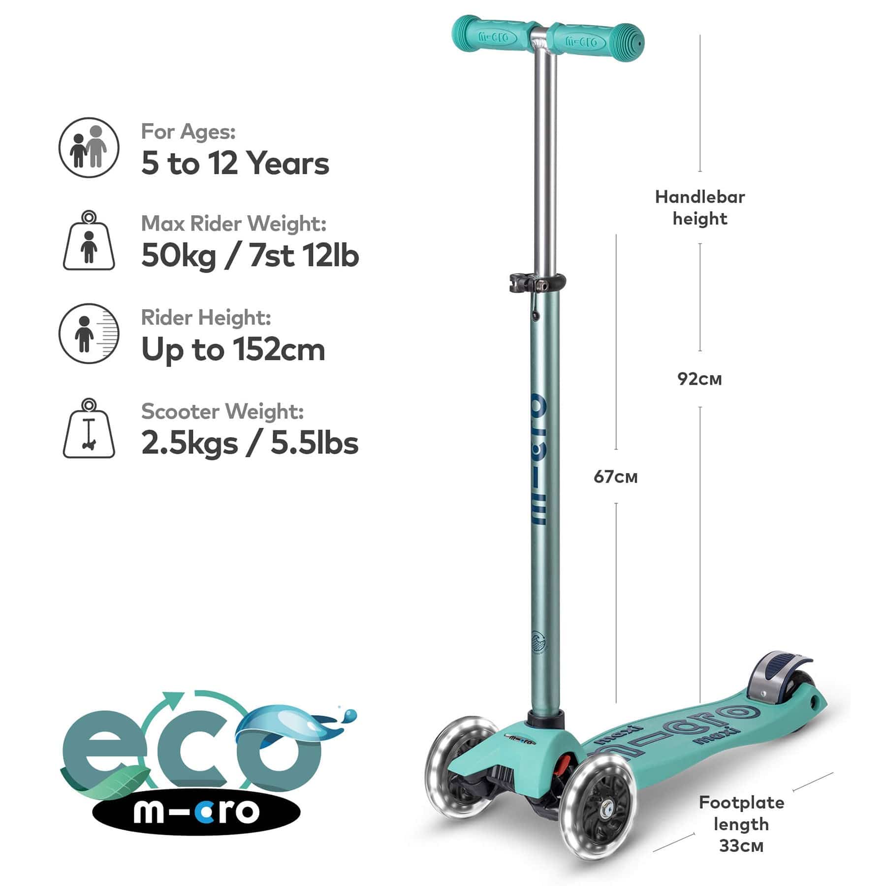 Maxi Scooter Deluxe ECO LED Mint