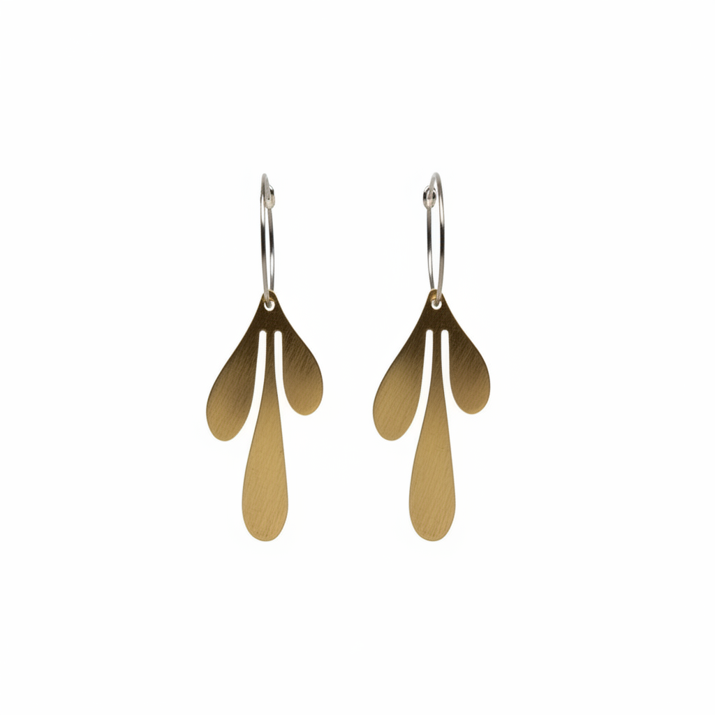 Medium brass earrings palm leaves