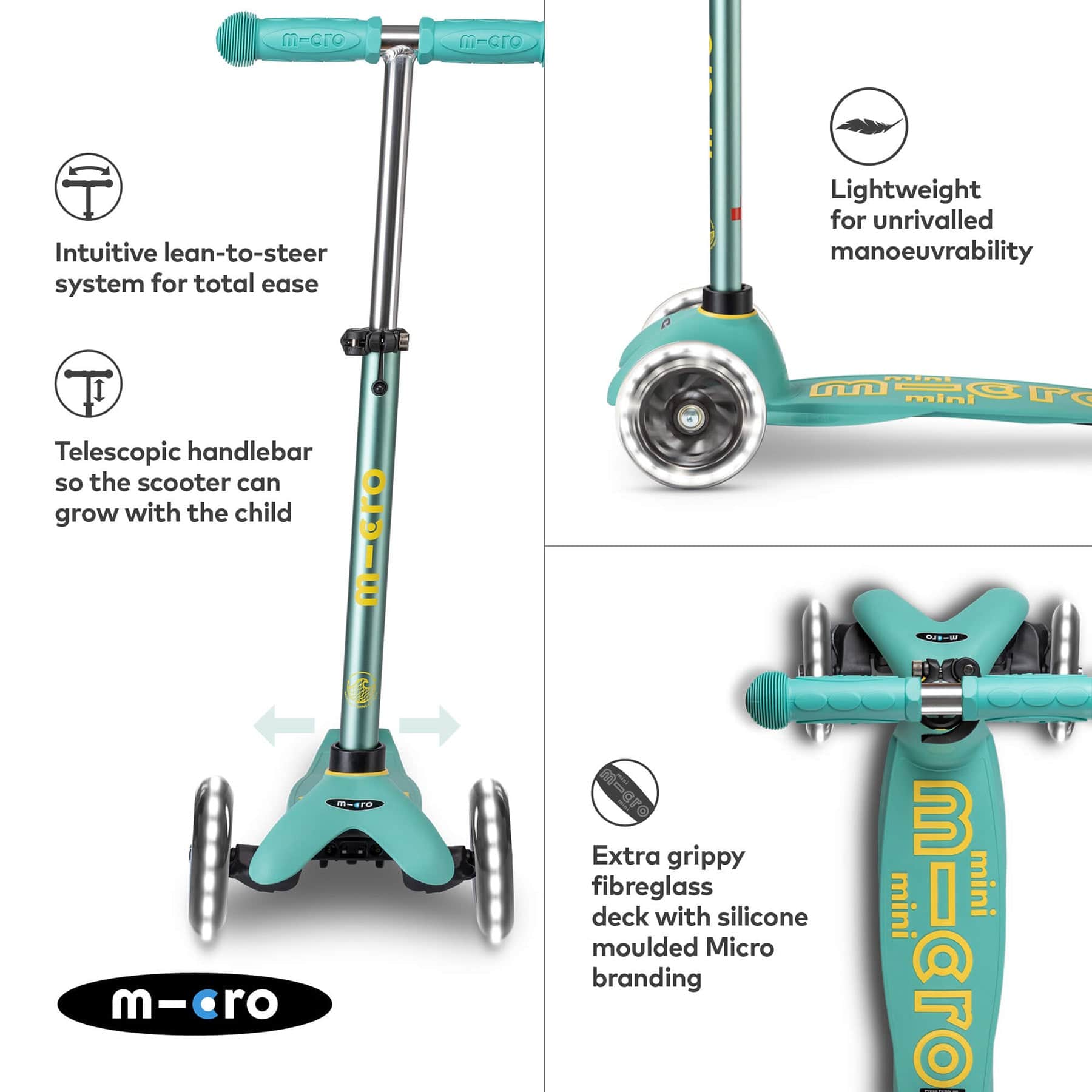 Mini Scooter Deluxe ECO LED Mint