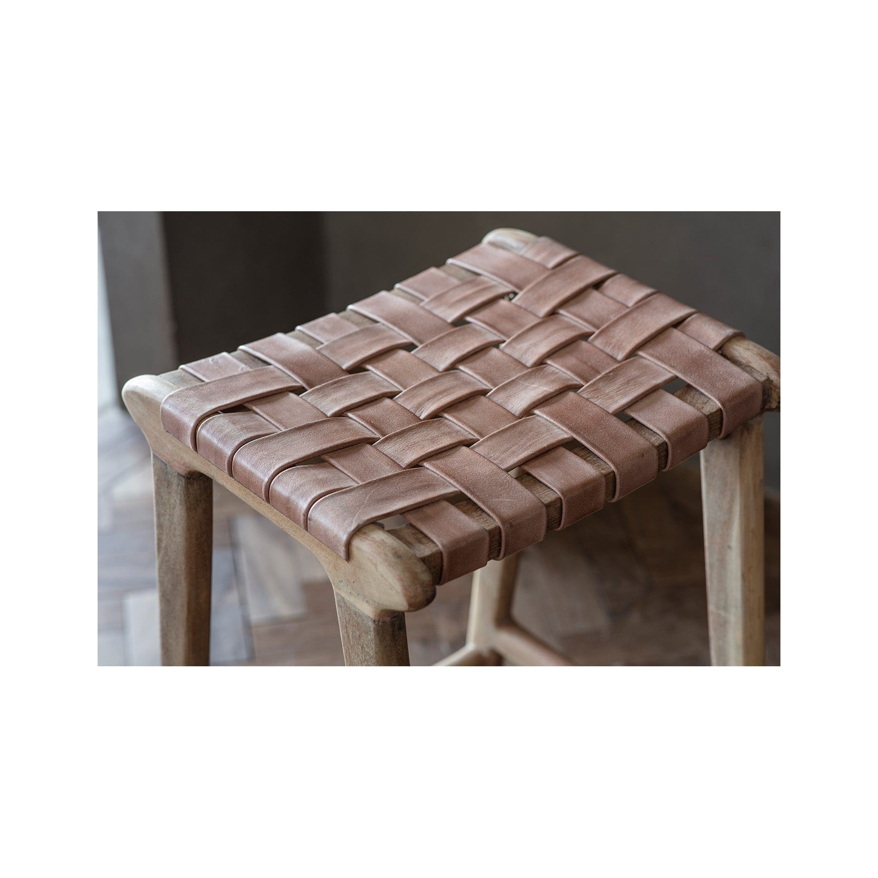 Adembi woven leather counter stool