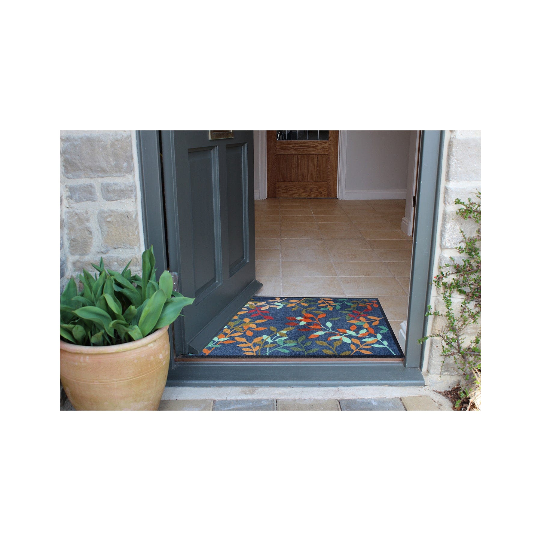 Midnight leaves recycled doormat