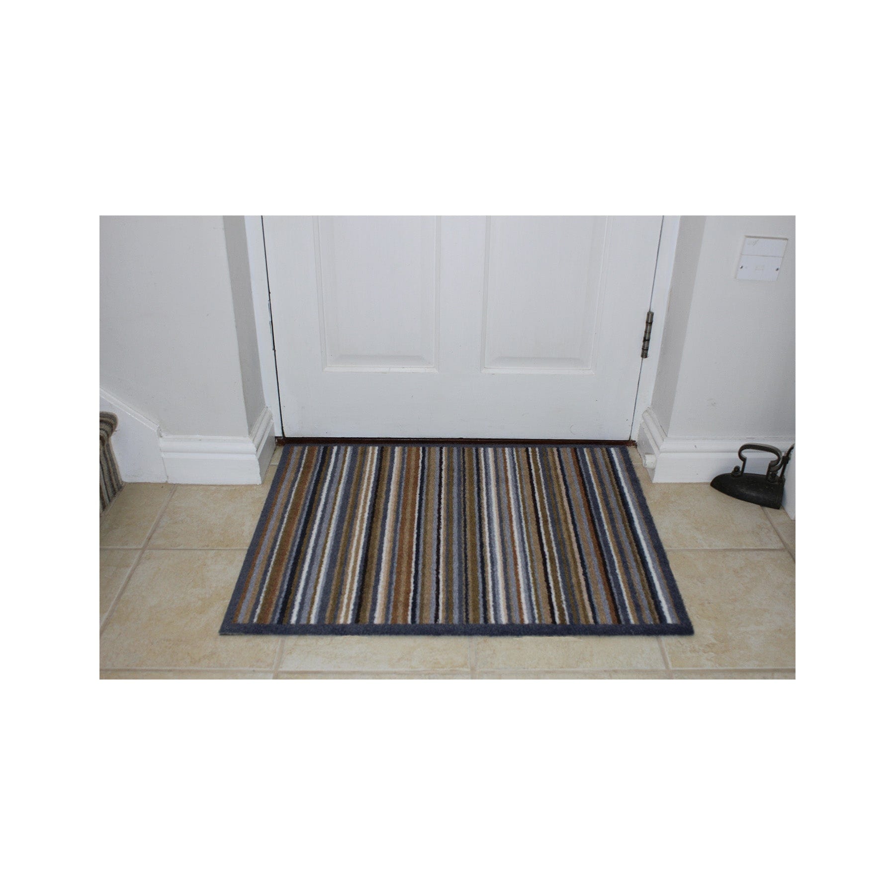 Natural and grey stripe recycled doormat