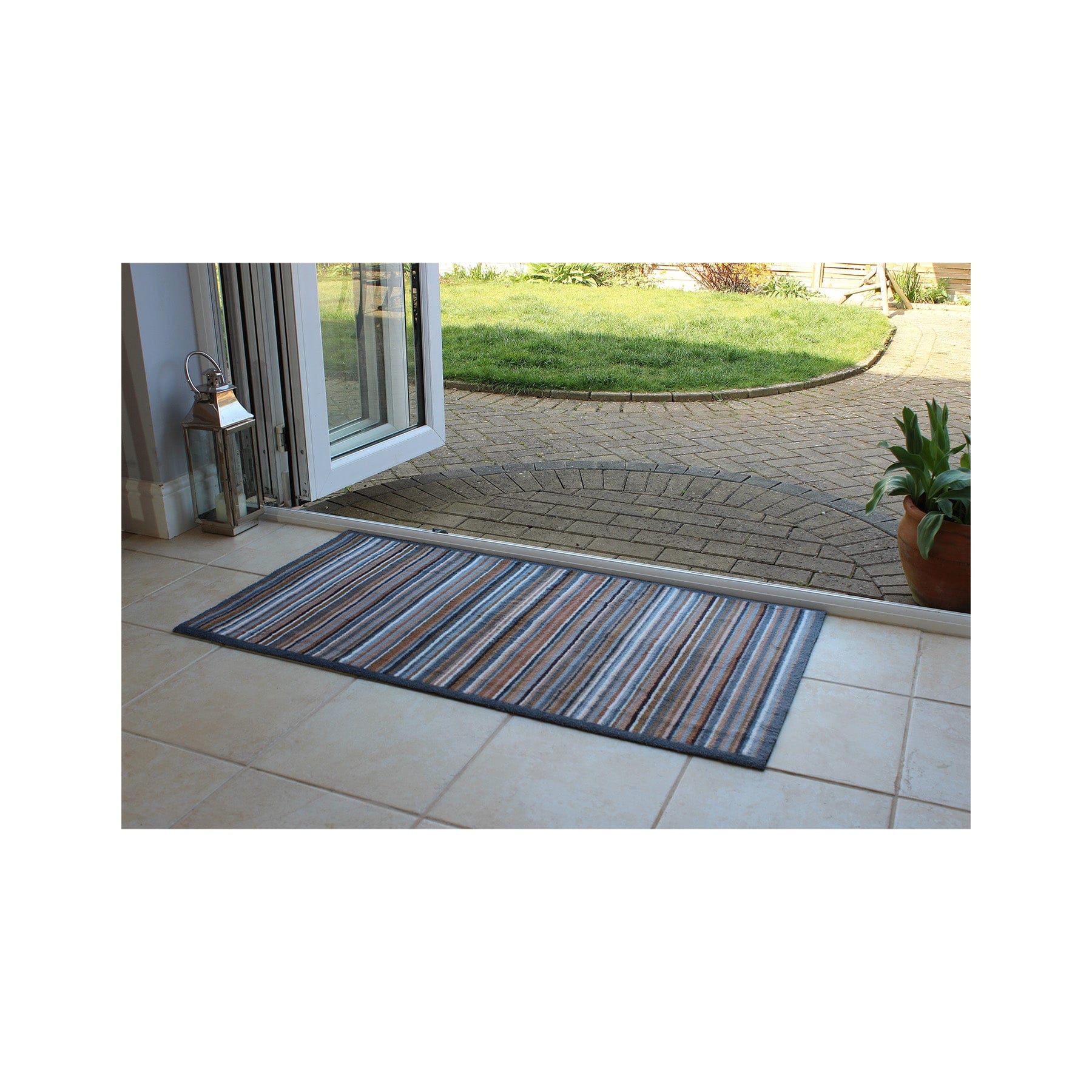 Natural and grey stripe recycled runner