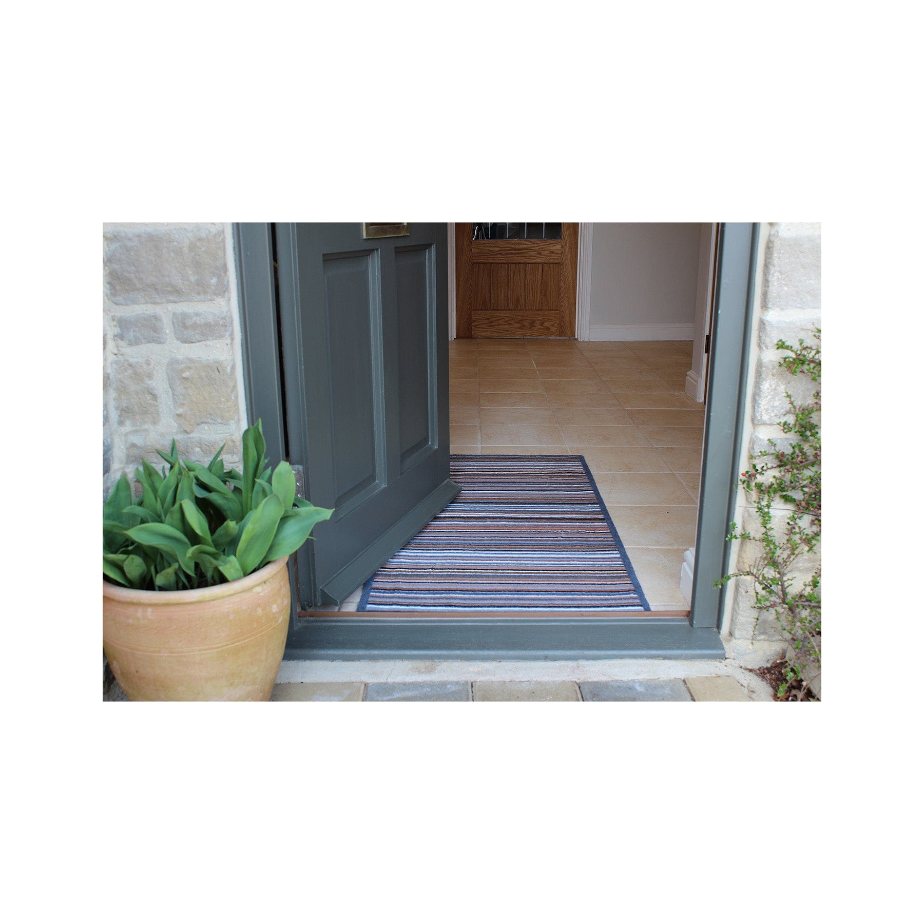 Natural and grey stripe recycled runner