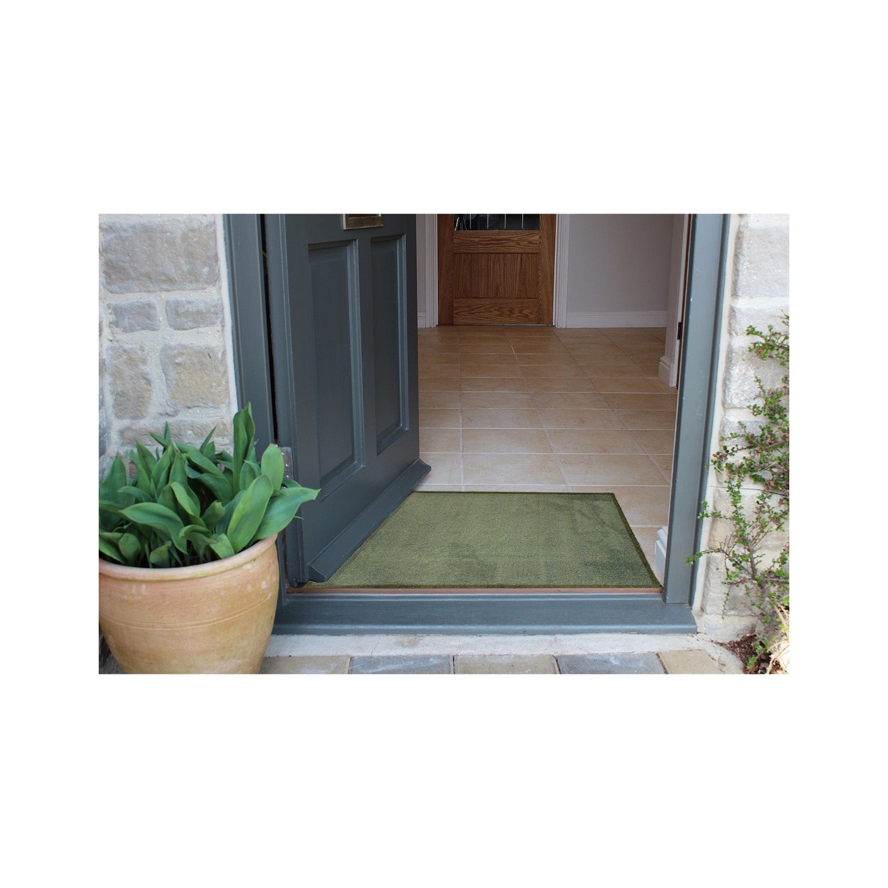 Plain green recycled doormat