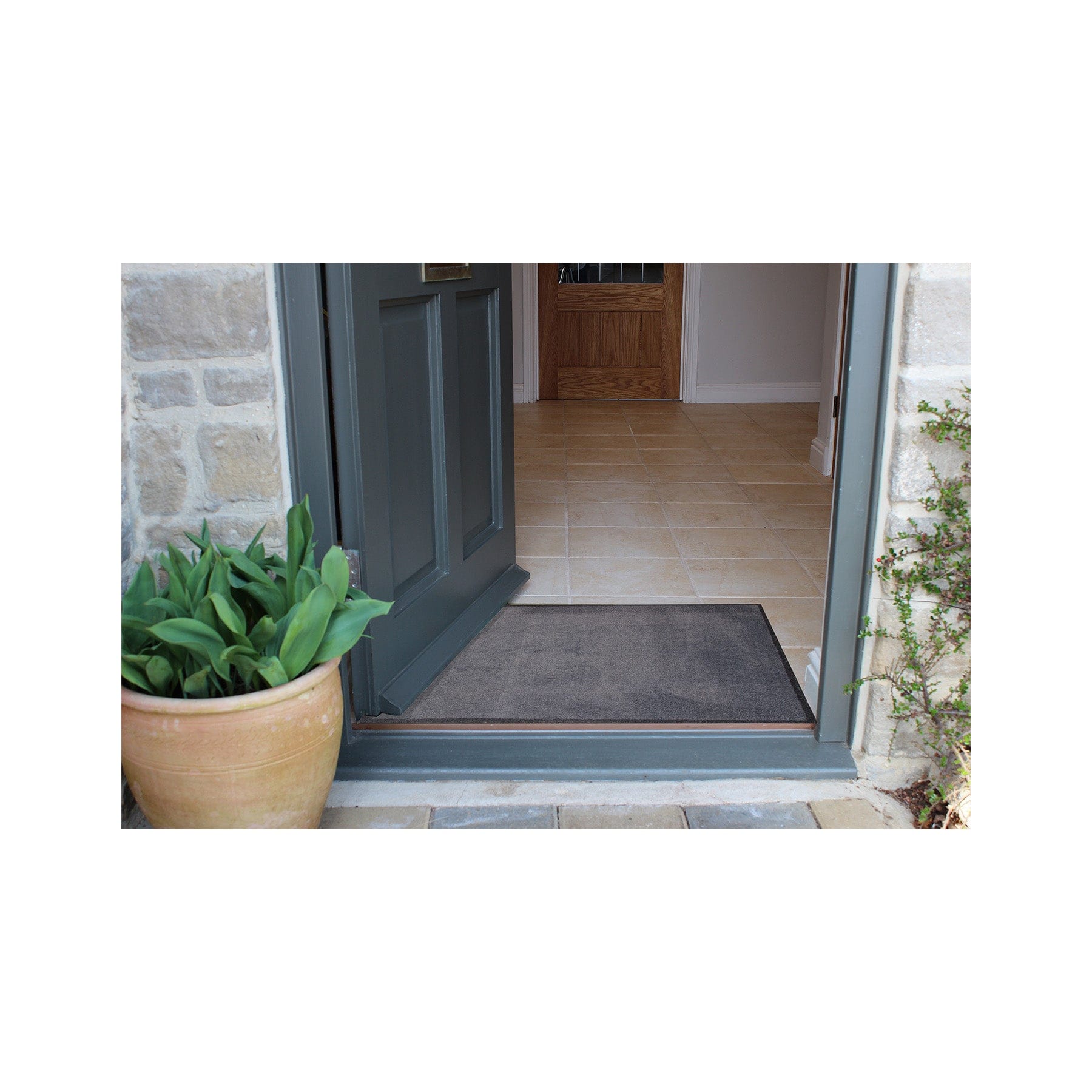 Plain grey recycled doormat