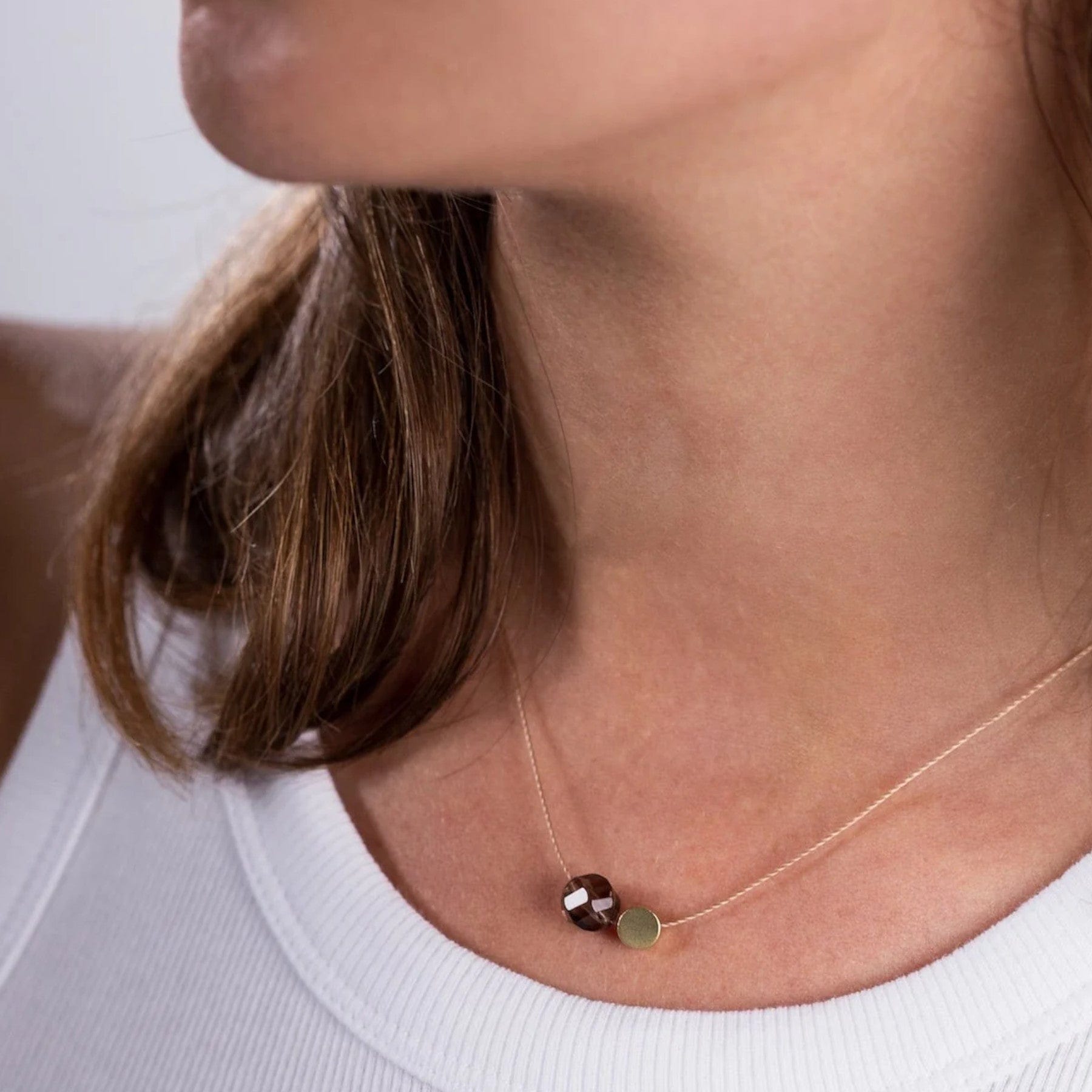 Smokey-quartz cord necklace