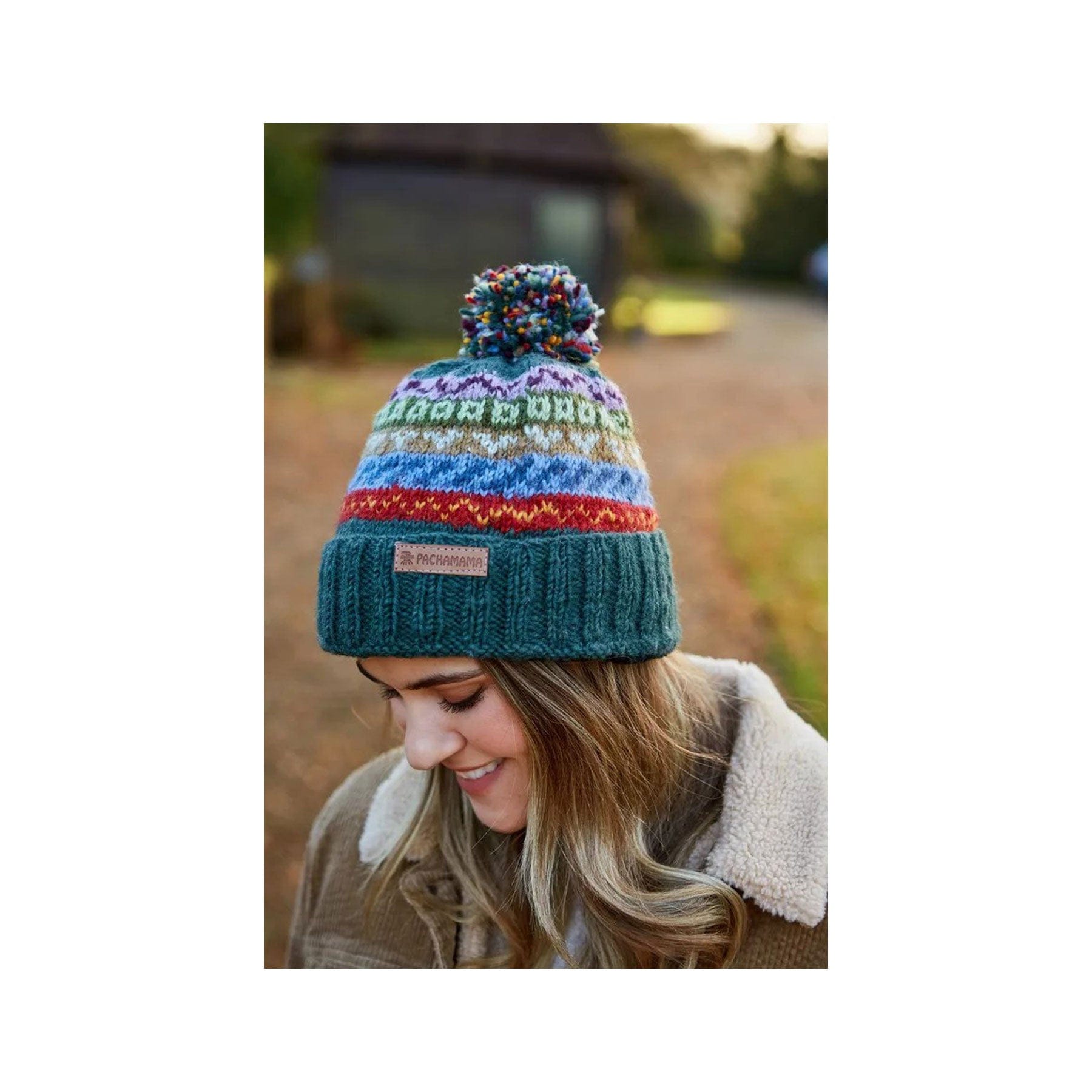 Womens elveden roll back bobble beanie