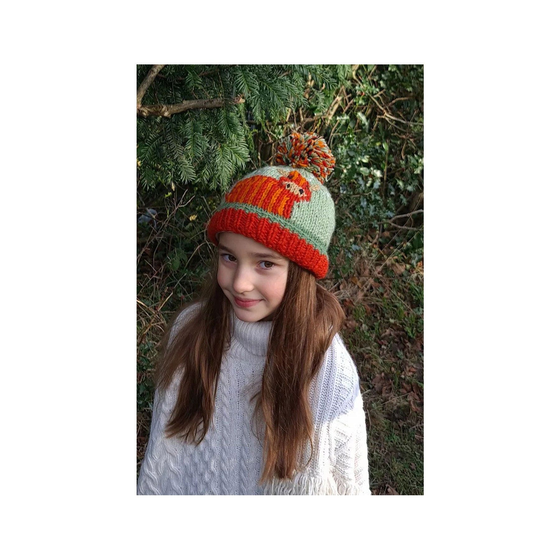 Kids highland cow bobble hat