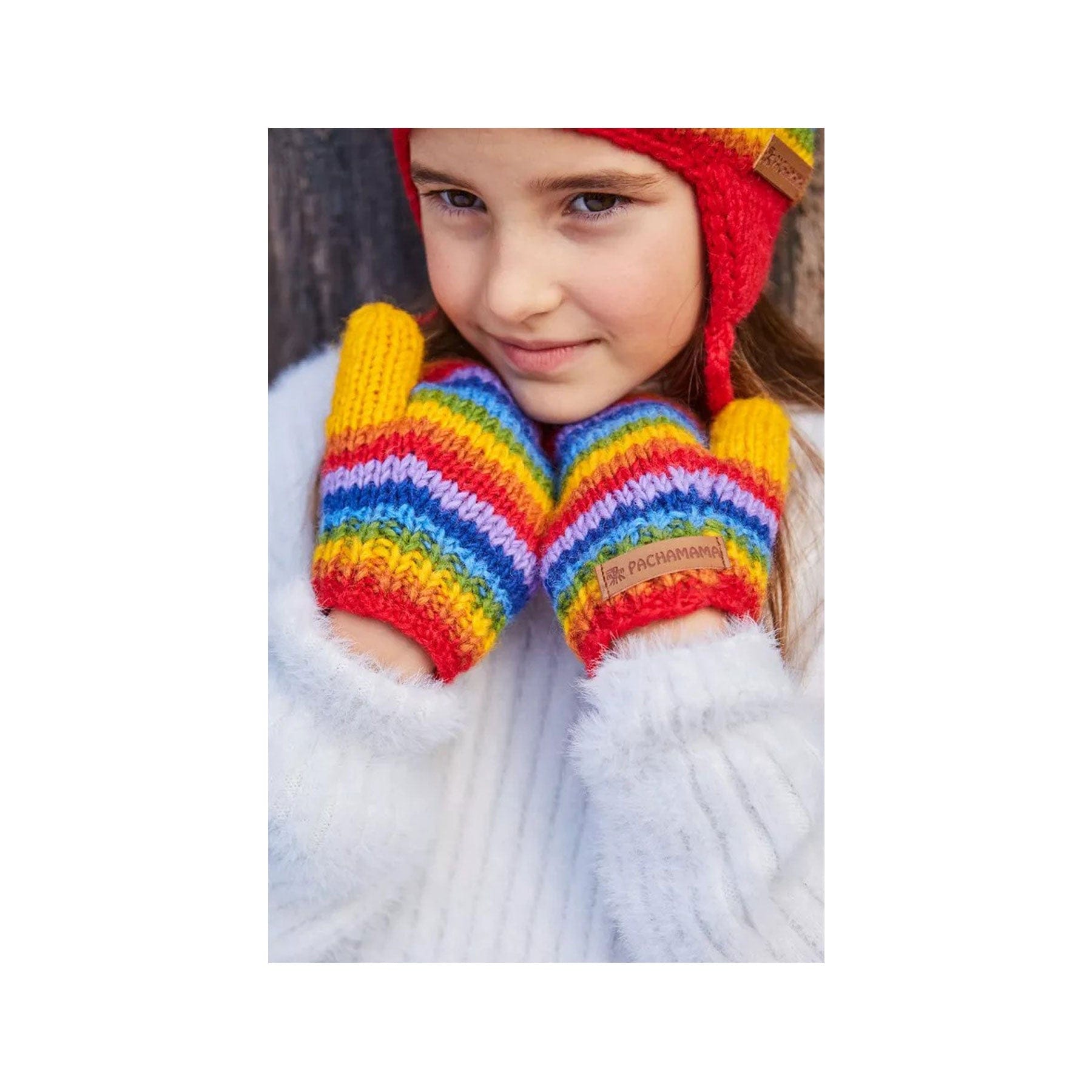 Kids rainbow mittens