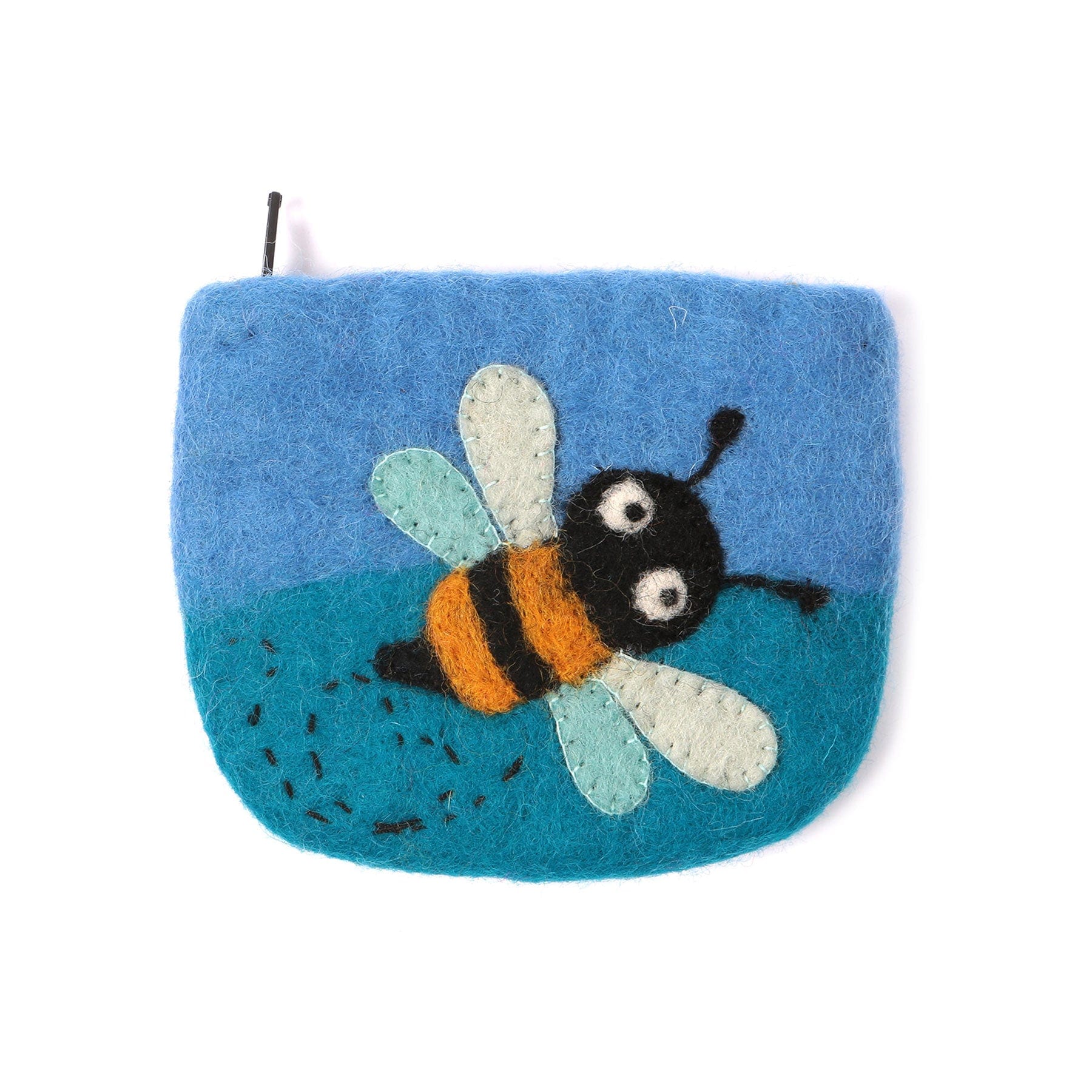 Small felt purse - bee blue