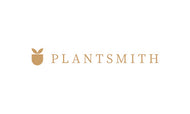 Plantsmith brand logo with stylized plant icon and elegant typography in gold on a white background