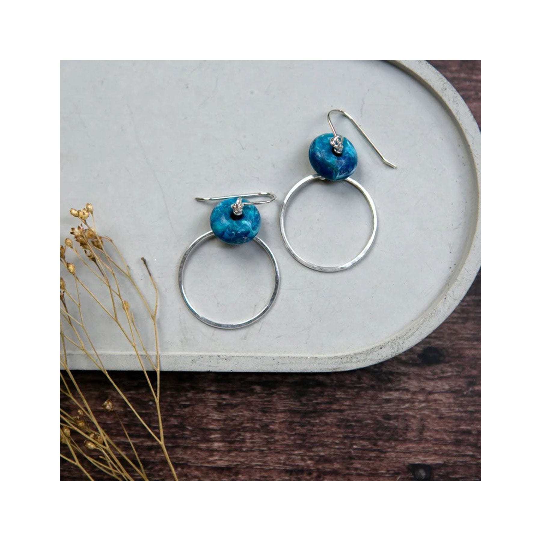 Recycled plastic earrings tidal pool