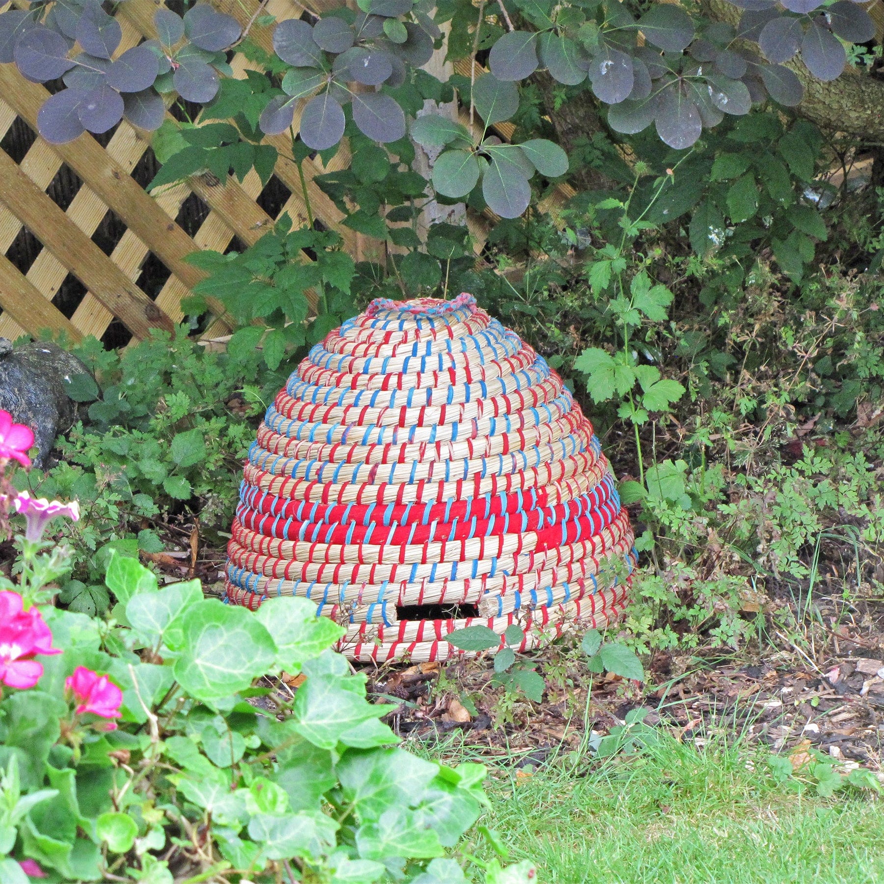 Decorative bee skep with recycled sari